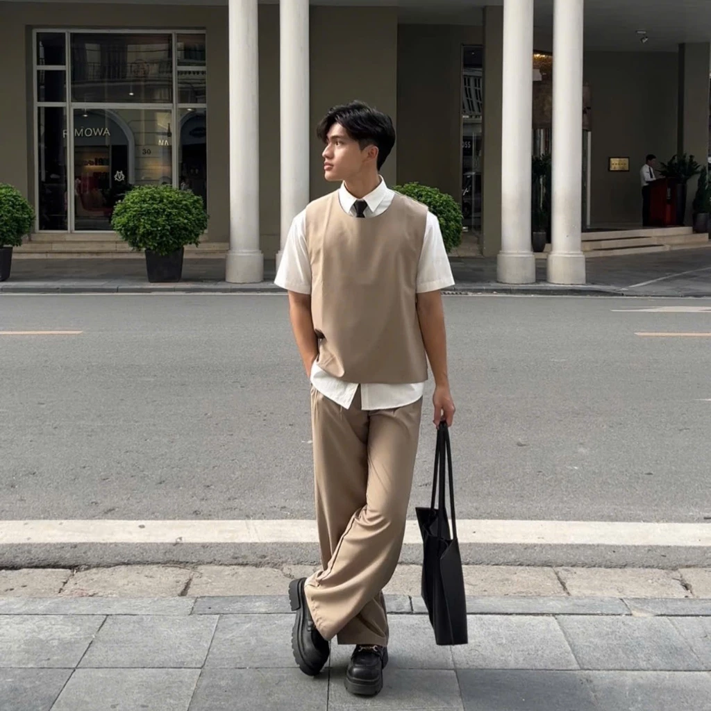 GIDISTUDIO | Set áo gile phối sơ mi & quần tây GIDISTUDIO Unisex  