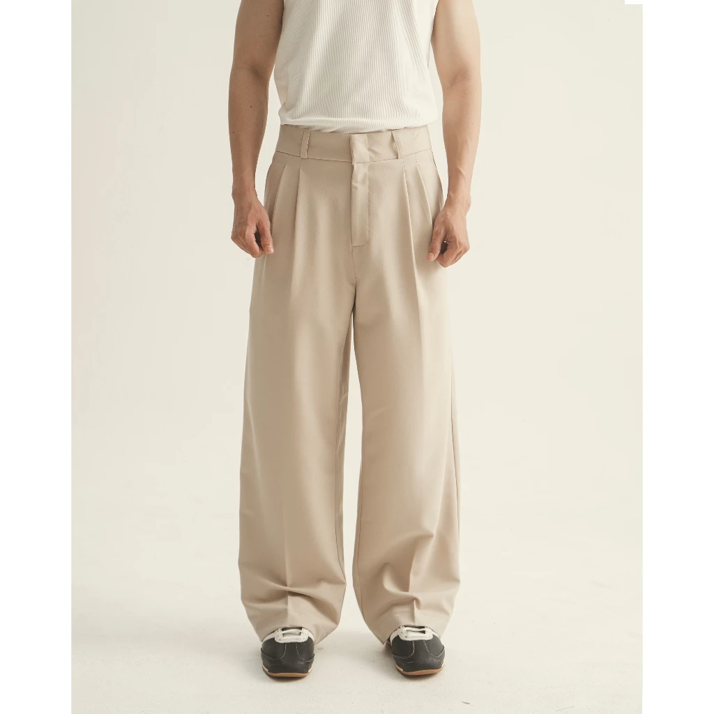 WEDOOKS | Quần dáng suông nam cạp cao ống rộng wide leg trousers