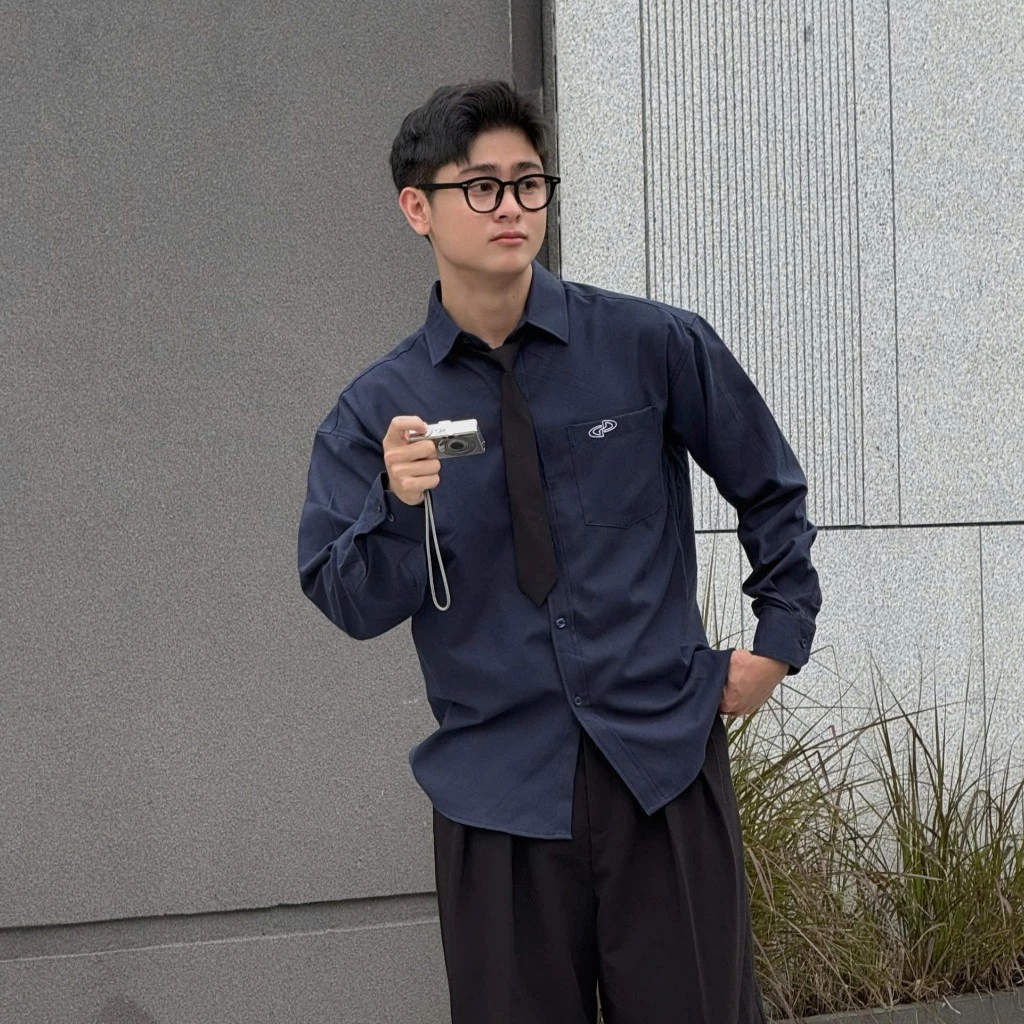 GIDI | Sơ mi Oxford logo thêu tay dài premium