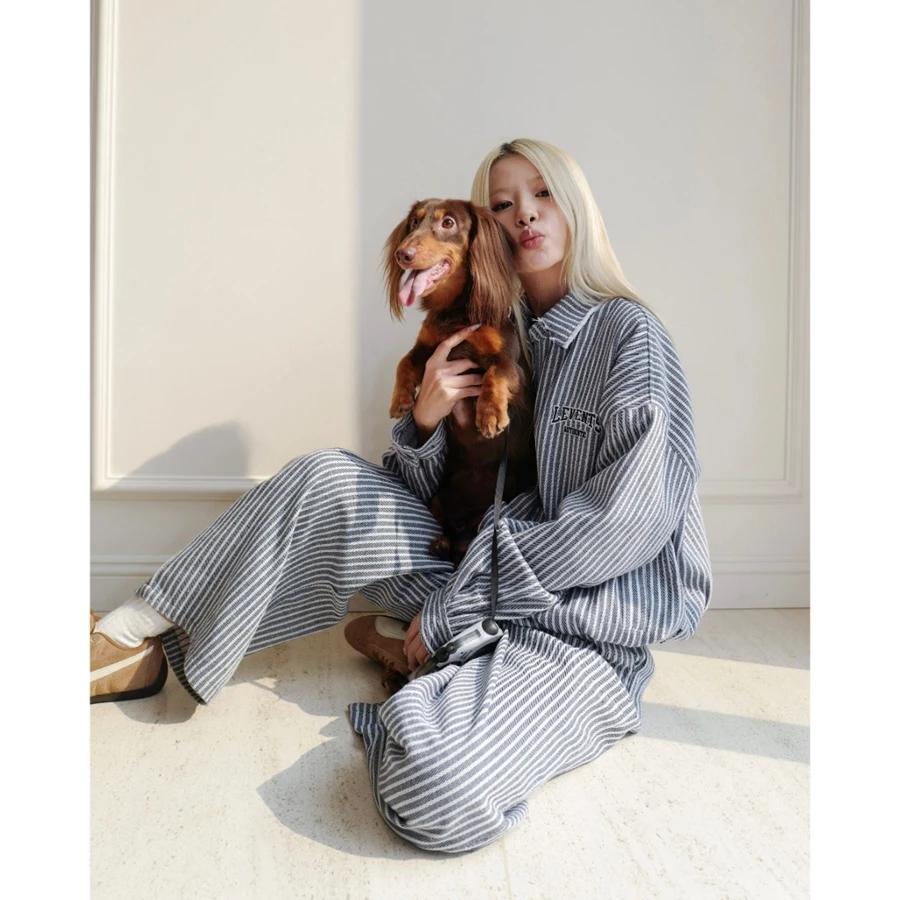 Levents® | Áo Khoác Levents Striped Boxy Khaki Jacket