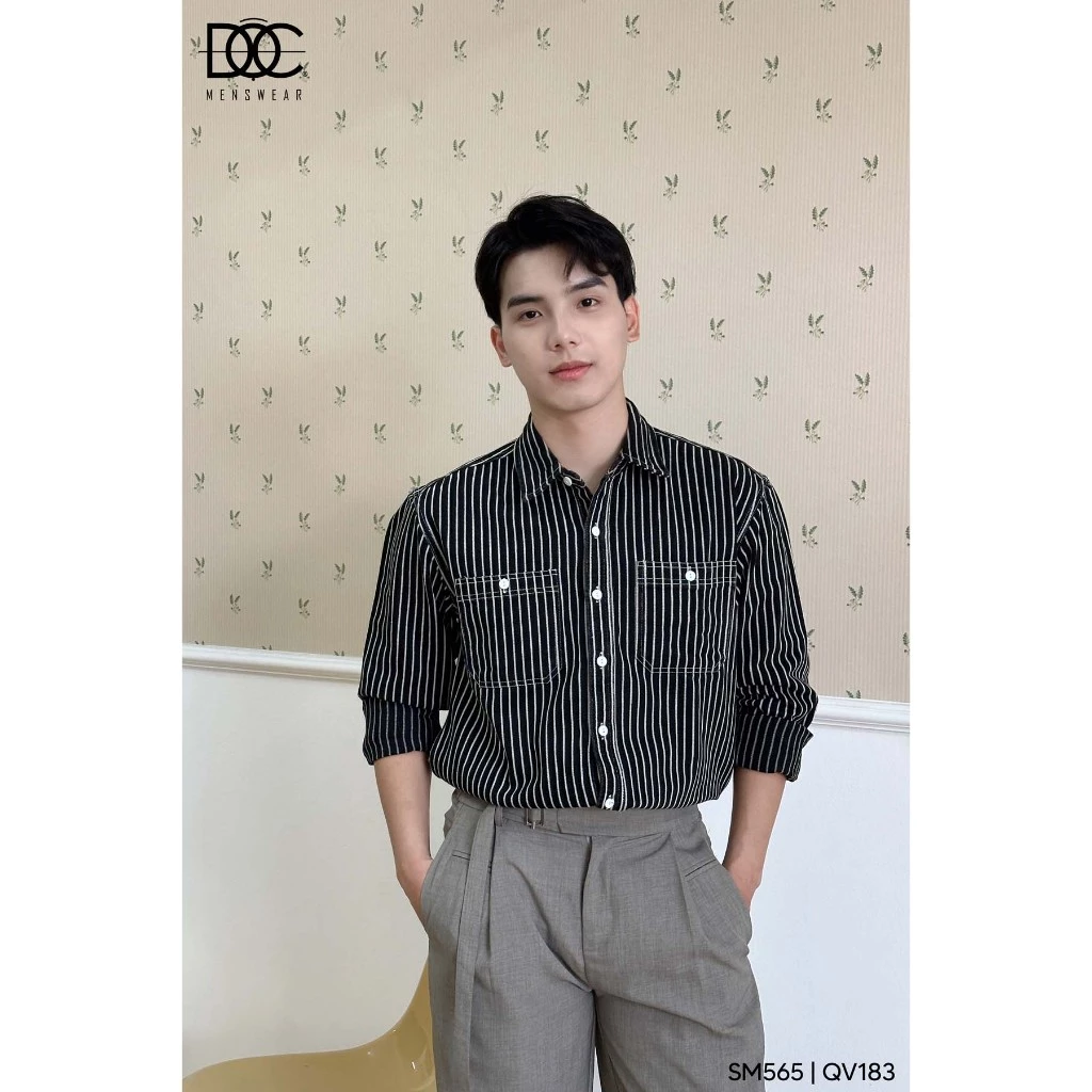 Độc Menswear | Sơ mi denim kẻ sọc túi ốp  