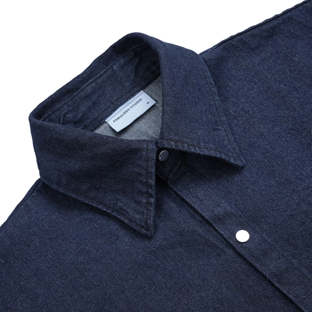 FABULOUS | Áo sơ mi denim form boxy unisex, chất liệu vải denim cao cấp dày dặn