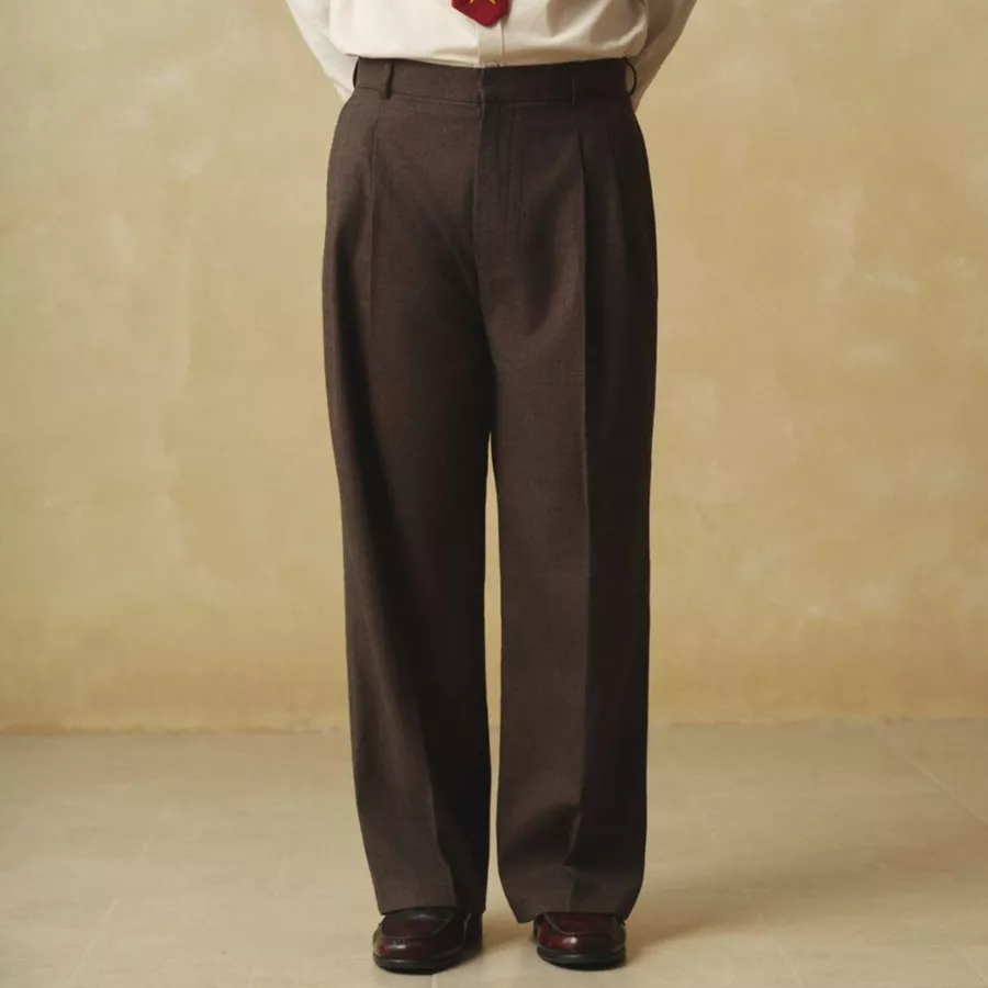PEALO | Quần tây form wide fit cạp cao có xếp li
