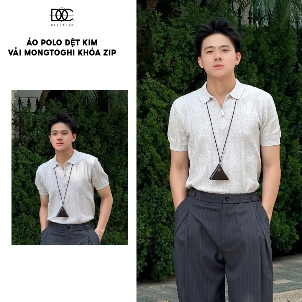 Độc Menswear | Áo polo dệt kim cổ zip  