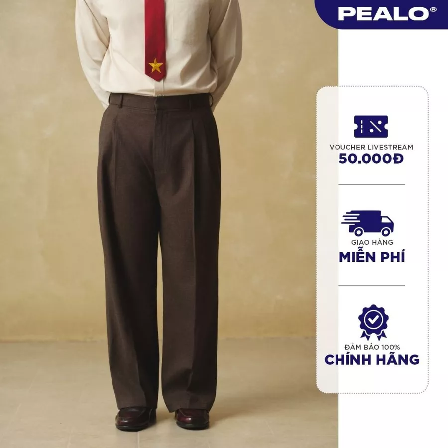 PEALO | Quần tây form wide fit cạp cao có xếp li