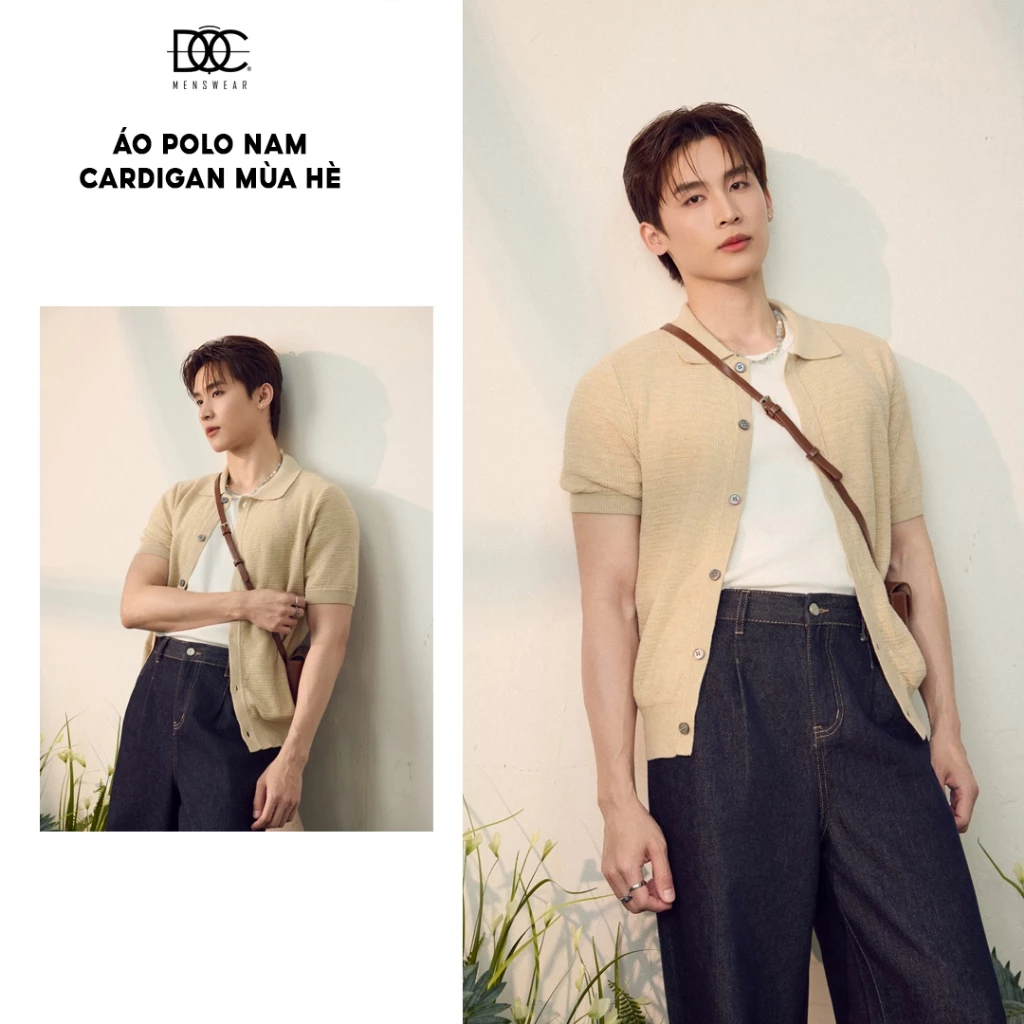 Độc Menswear | Áo polo cài cúc cardigan len dệt kim 