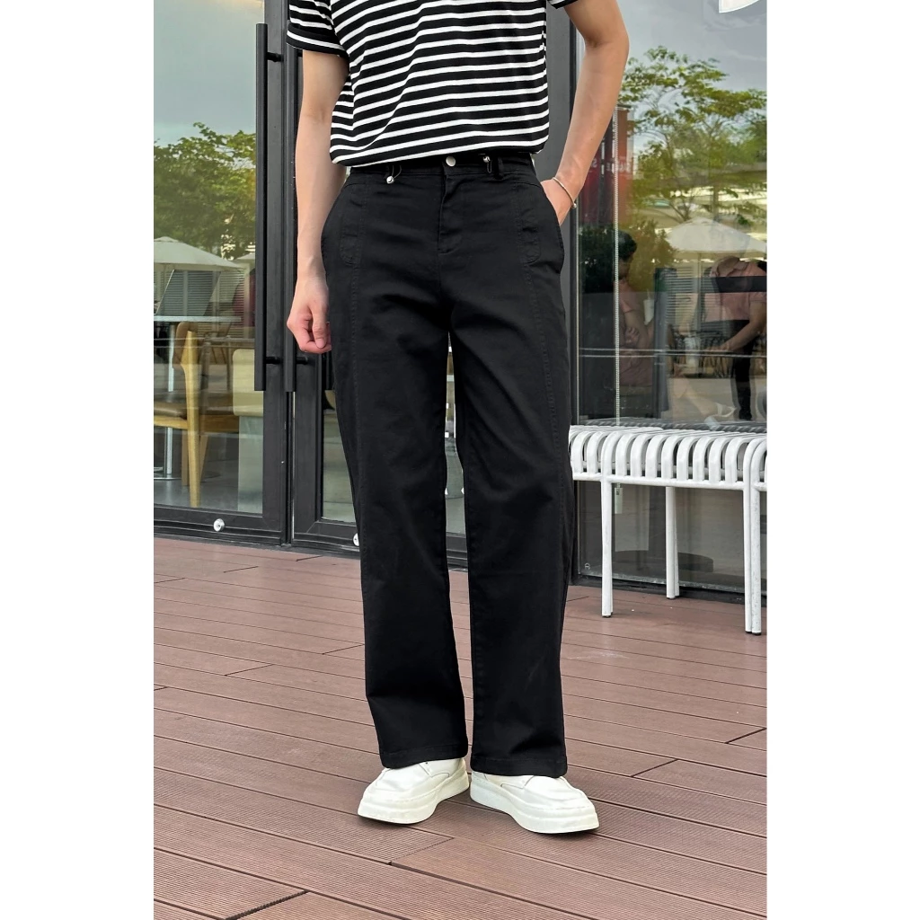 Độc Menswear | Quần kaki ống đứng phối dây vải