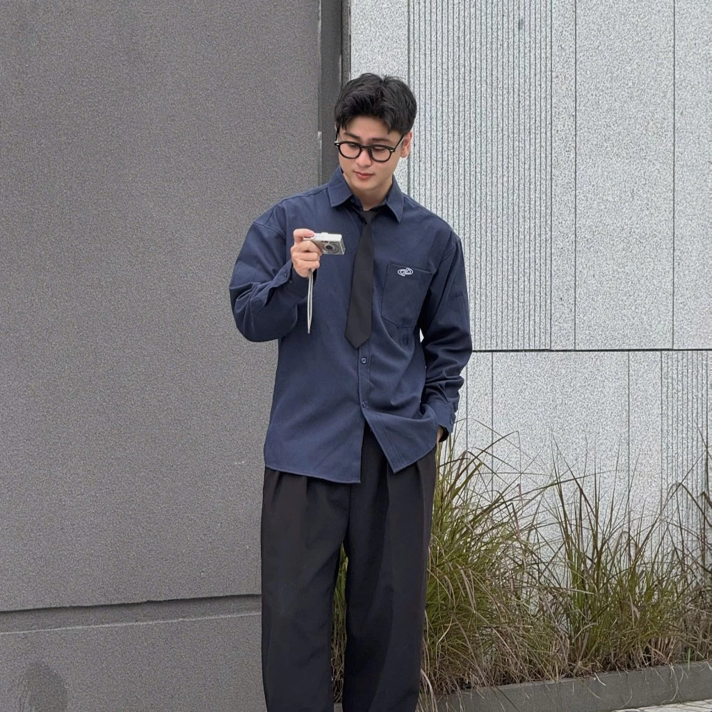 GIDI | Sơ mi Oxford logo thêu tay dài premium