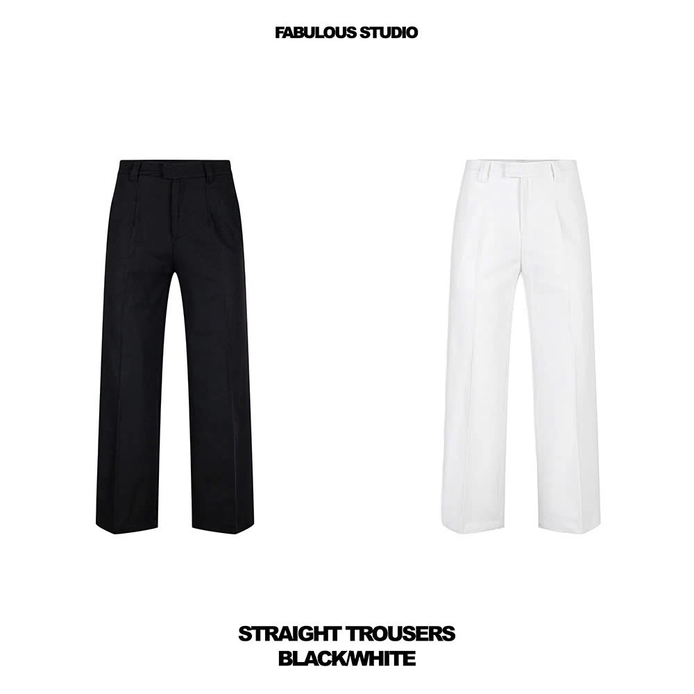 FABULOUS | Quần tây ống suông phong cách Hàn Quốc trẻ trung, màu trắng và đen