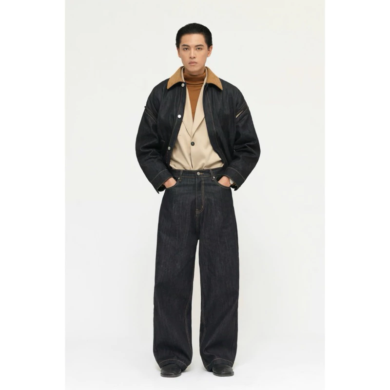 GIAN SAIGON | Áo khoác túi cơi và dáng rộng, màu Xanh Indigo