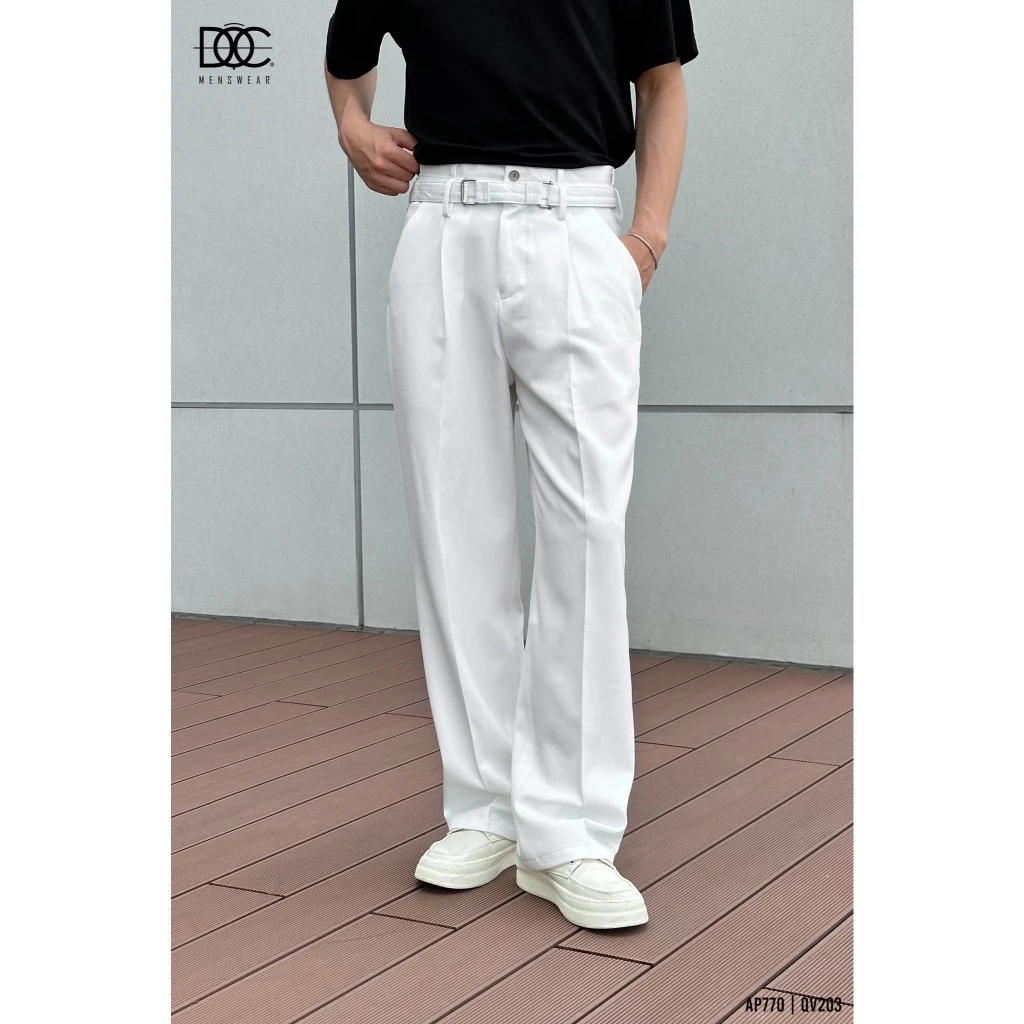Độc Menswear | Quần vải ống suông 2 cạp mix sẵn thắt lưng