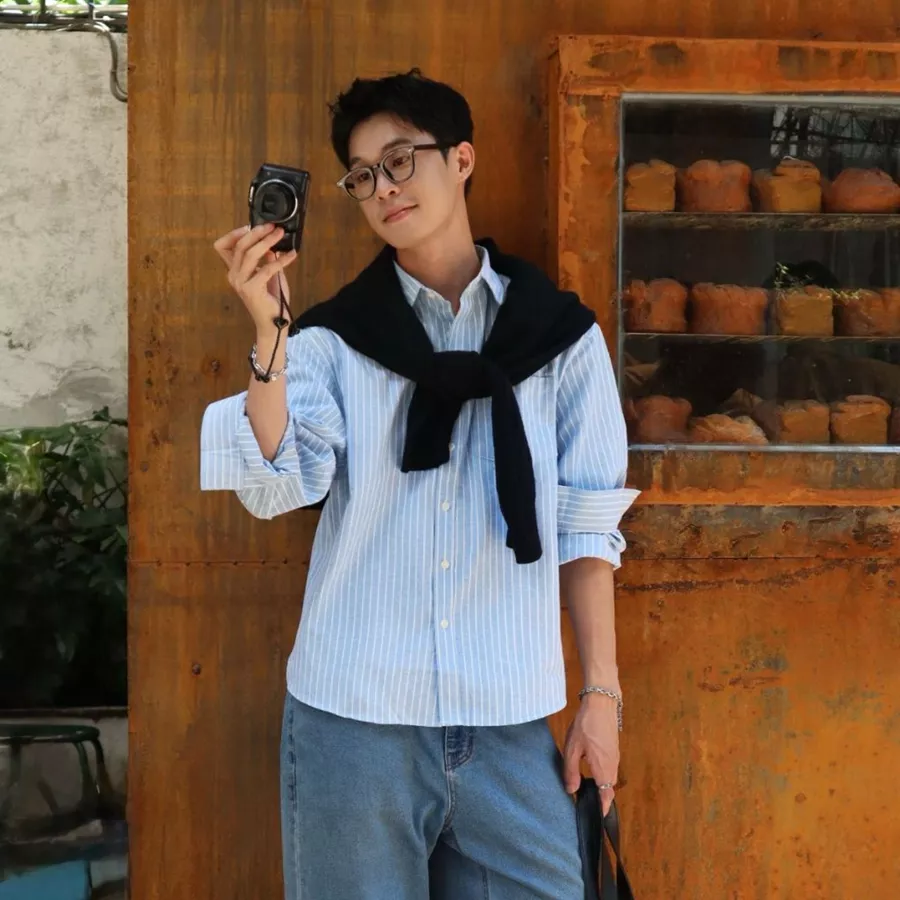 PEALO | Áo sơ mi kẻ to Oxford form Relax Cotton