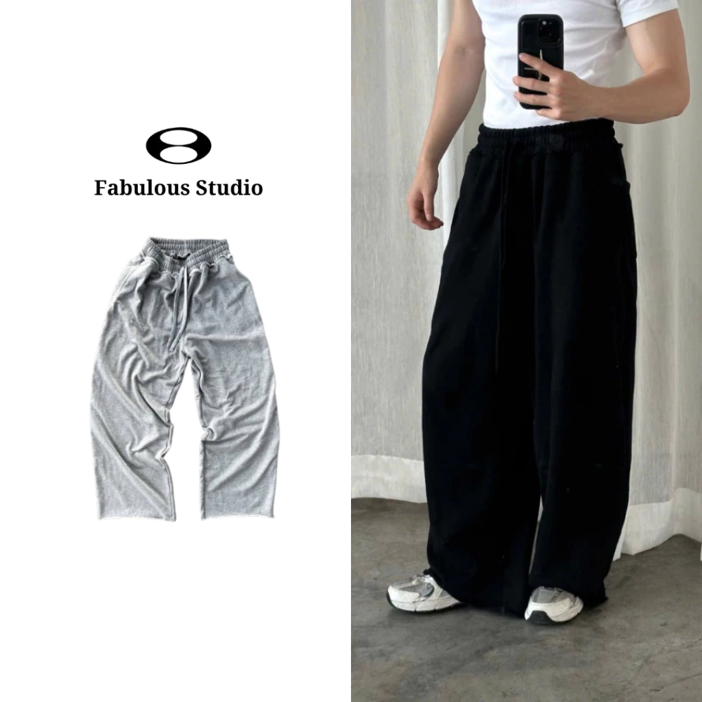 FABULOUS | Quần dài nỉ phối rách unisex, chất liệu vải chân cua, form ống rộng tôn dáng