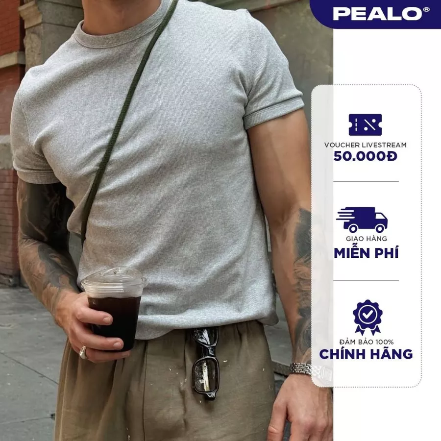 PEALO | Áo Thun Cotton Ôm Body Cổ Tròn 
