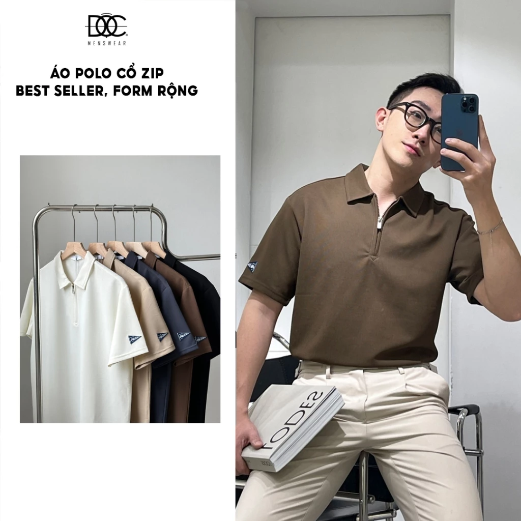 Độc Menswear | Áo polo cổ zip crop  