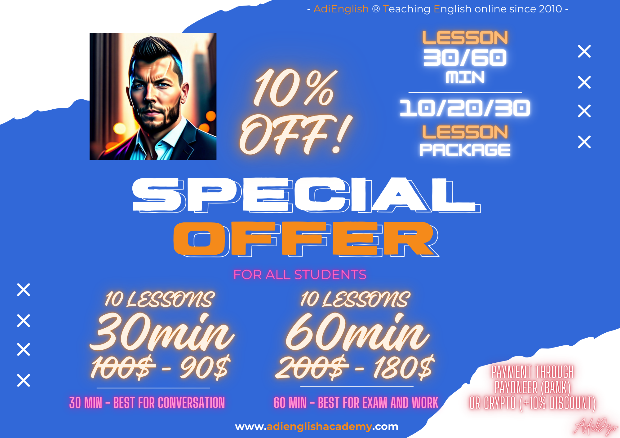 English Lesson Package 10/60min