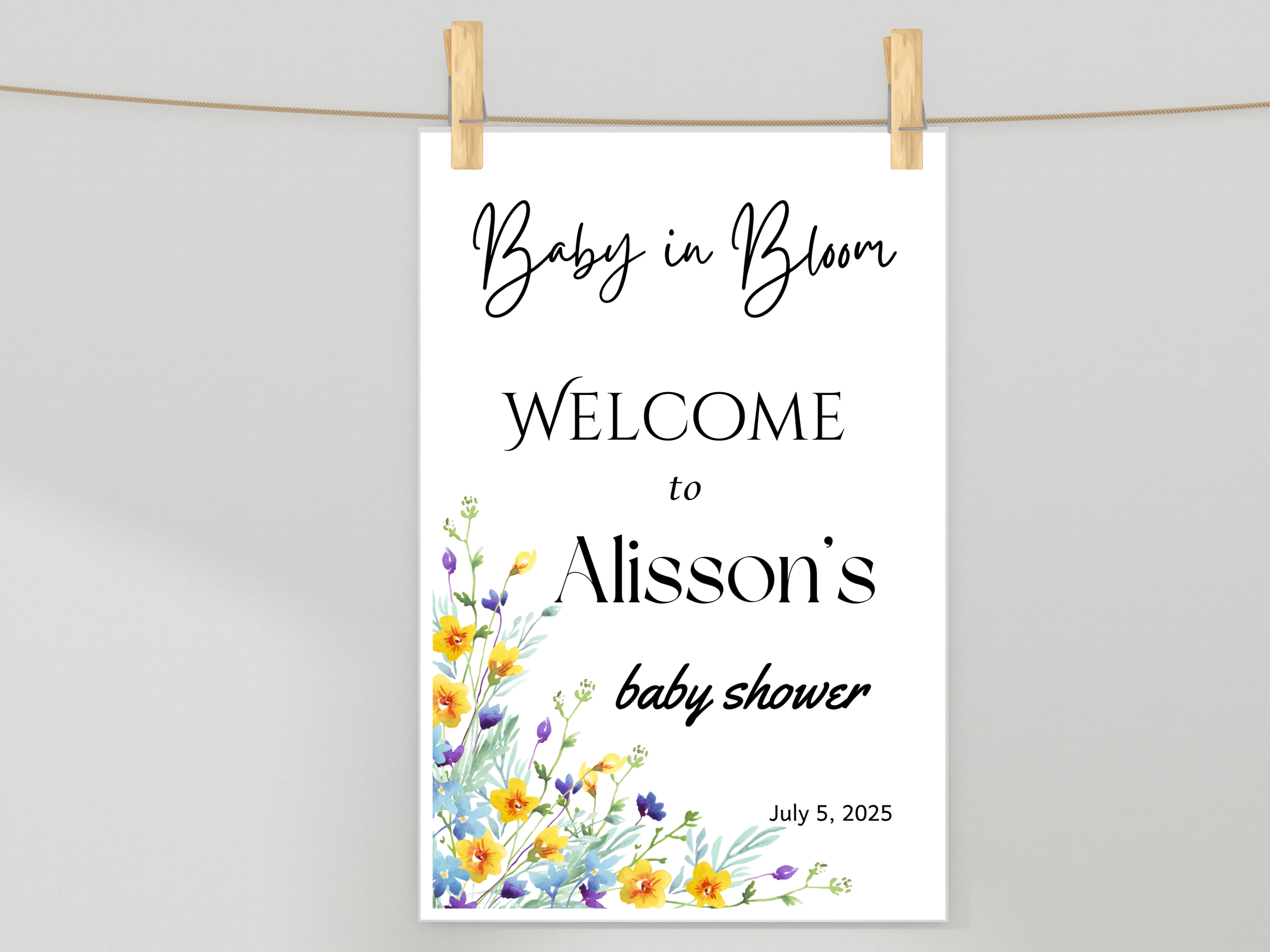 Baby in Bloom Baby Shower Sign