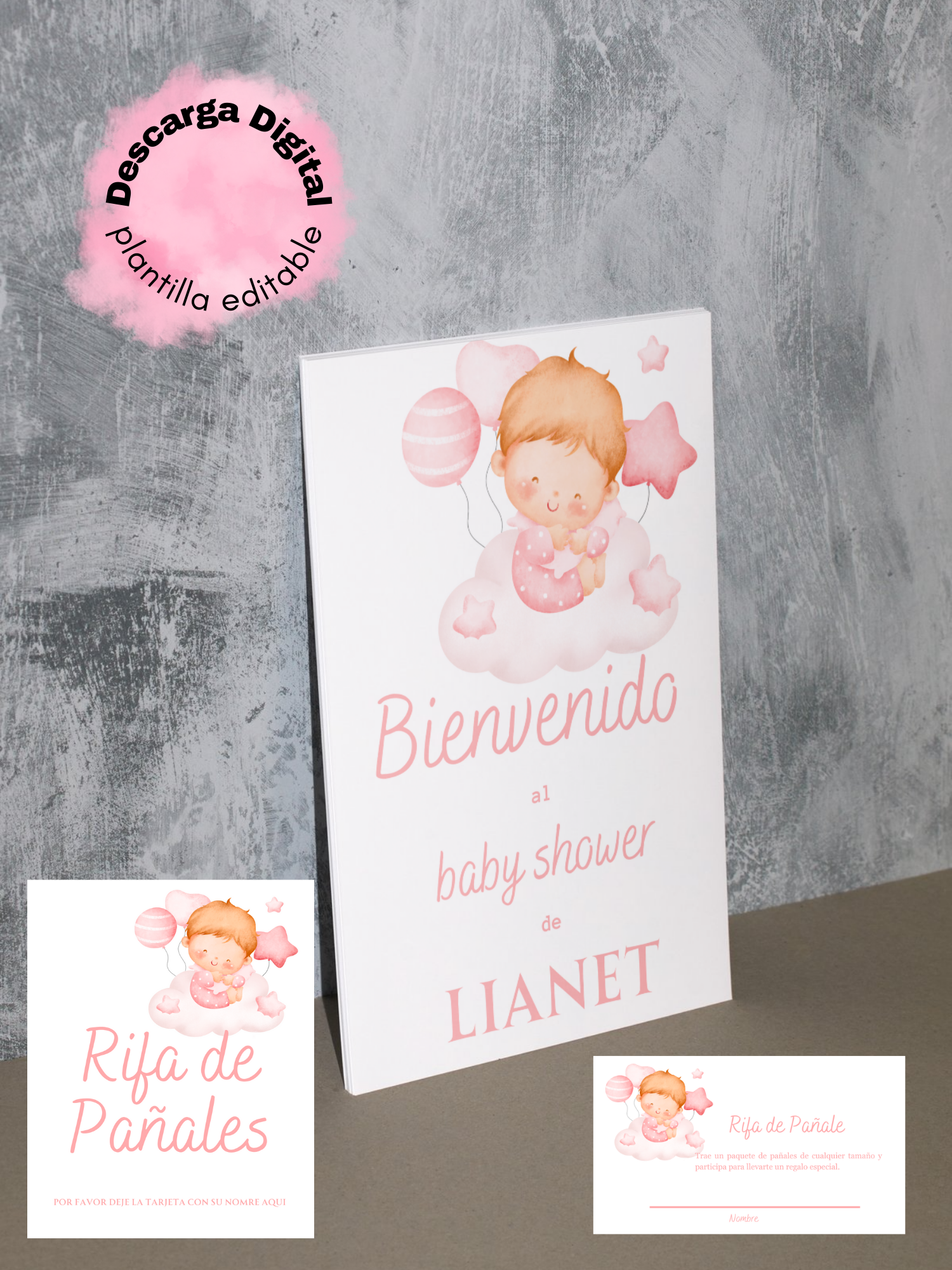 Plantilla de Baby Shower & Plantillas para Rifa de Pañales