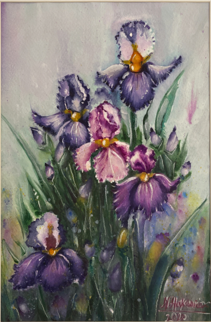 Original Watercolor Painting of Irises