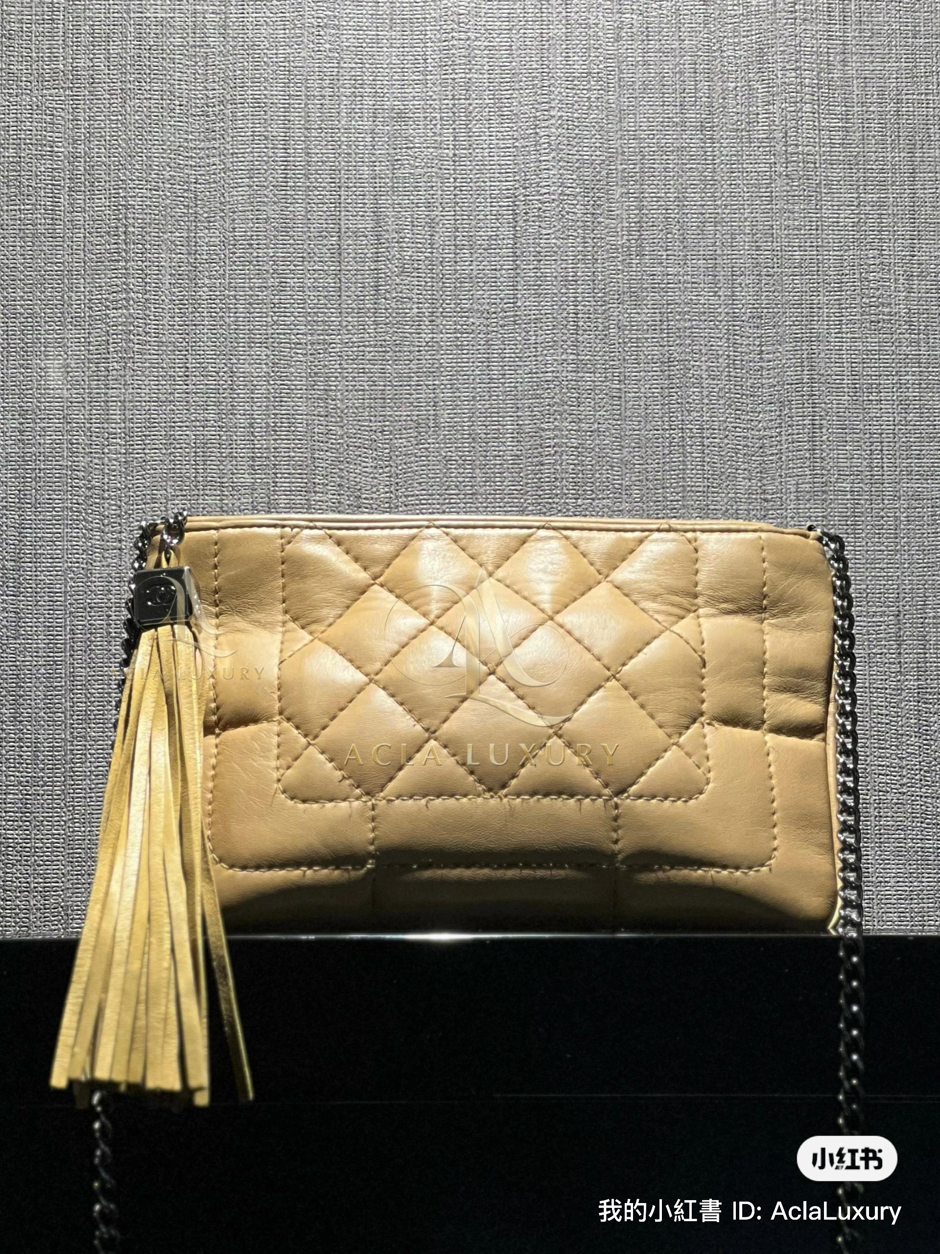 Chanel Lambskin Quilted Tassel Shoulder Bag Beige
