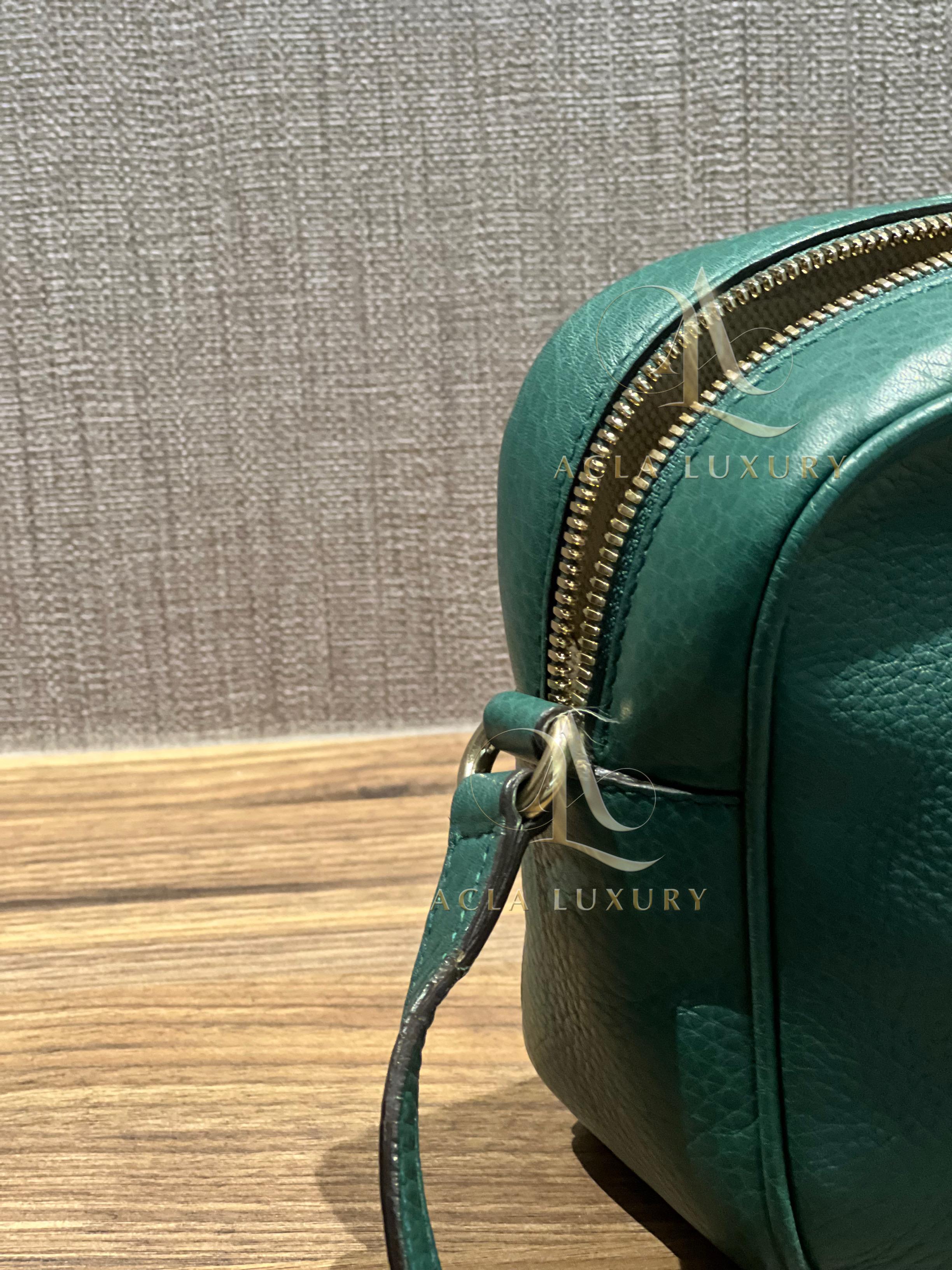 Gucci Green Pebbled Leather Small Soho Disco Crossbody Bag