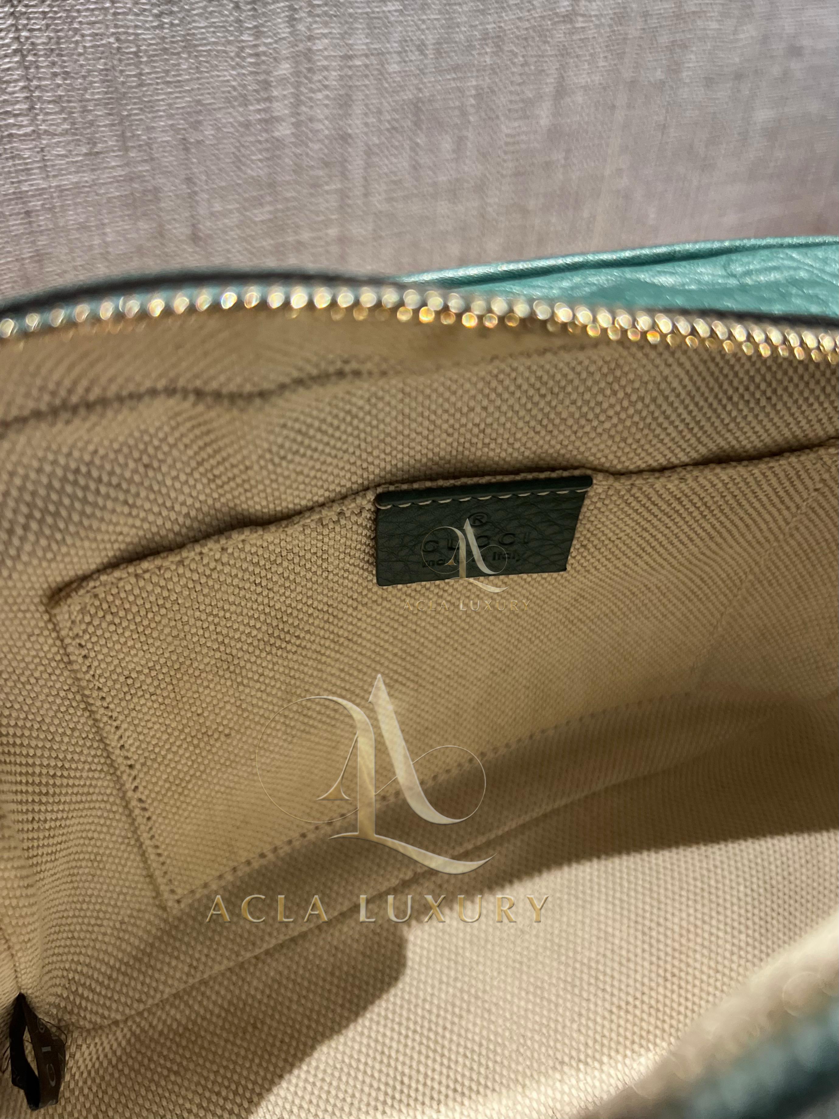 Gucci Green Pebbled Leather Small Soho Disco Crossbody Bag