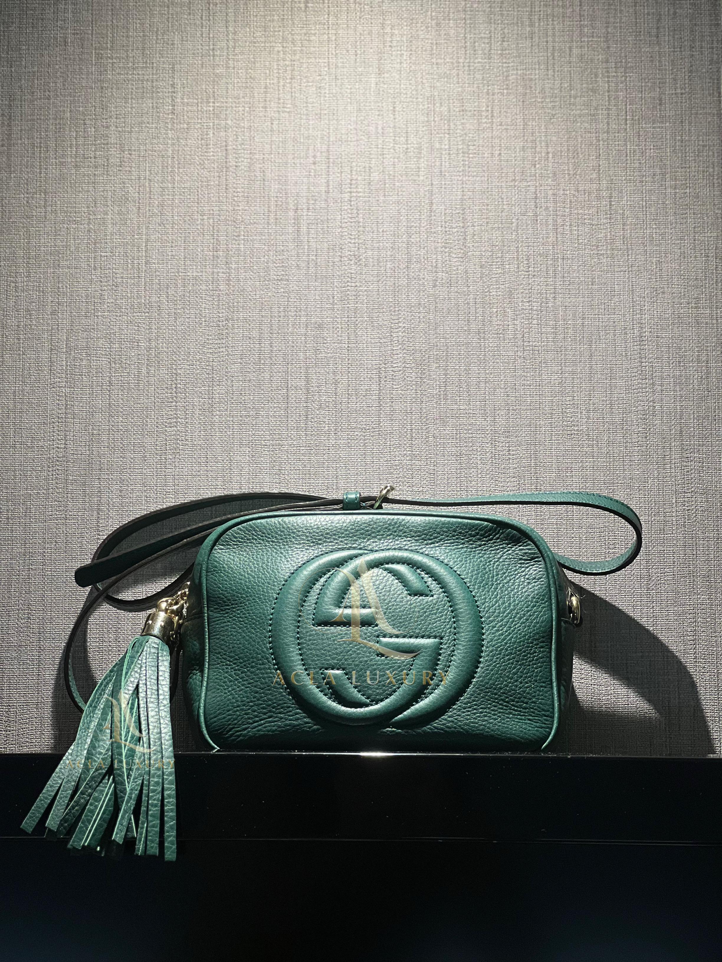 Gucci Green Pebbled Leather Small Soho Disco Crossbody Bag