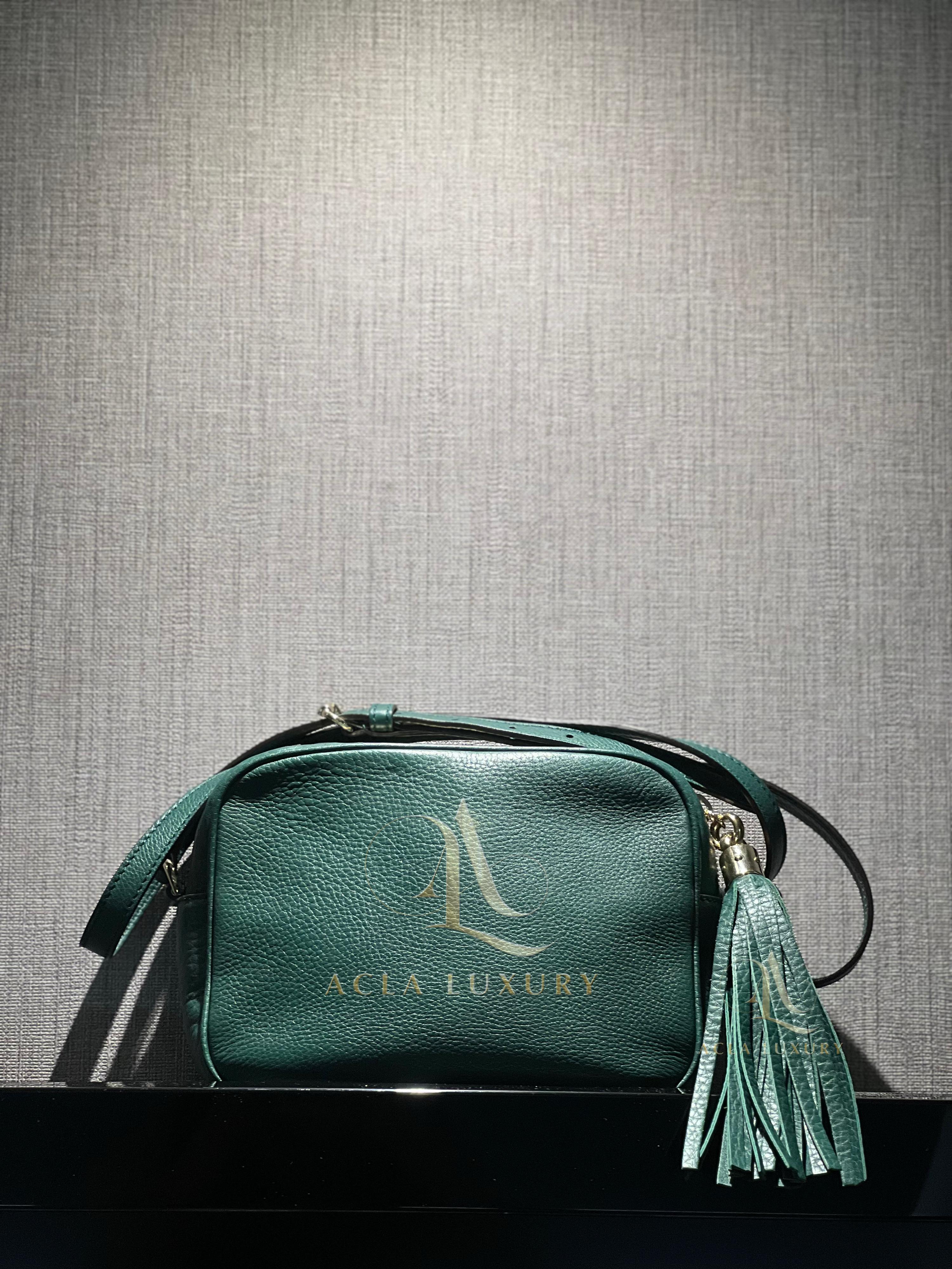 Gucci Green Pebbled Leather Small Soho Disco Crossbody Bag