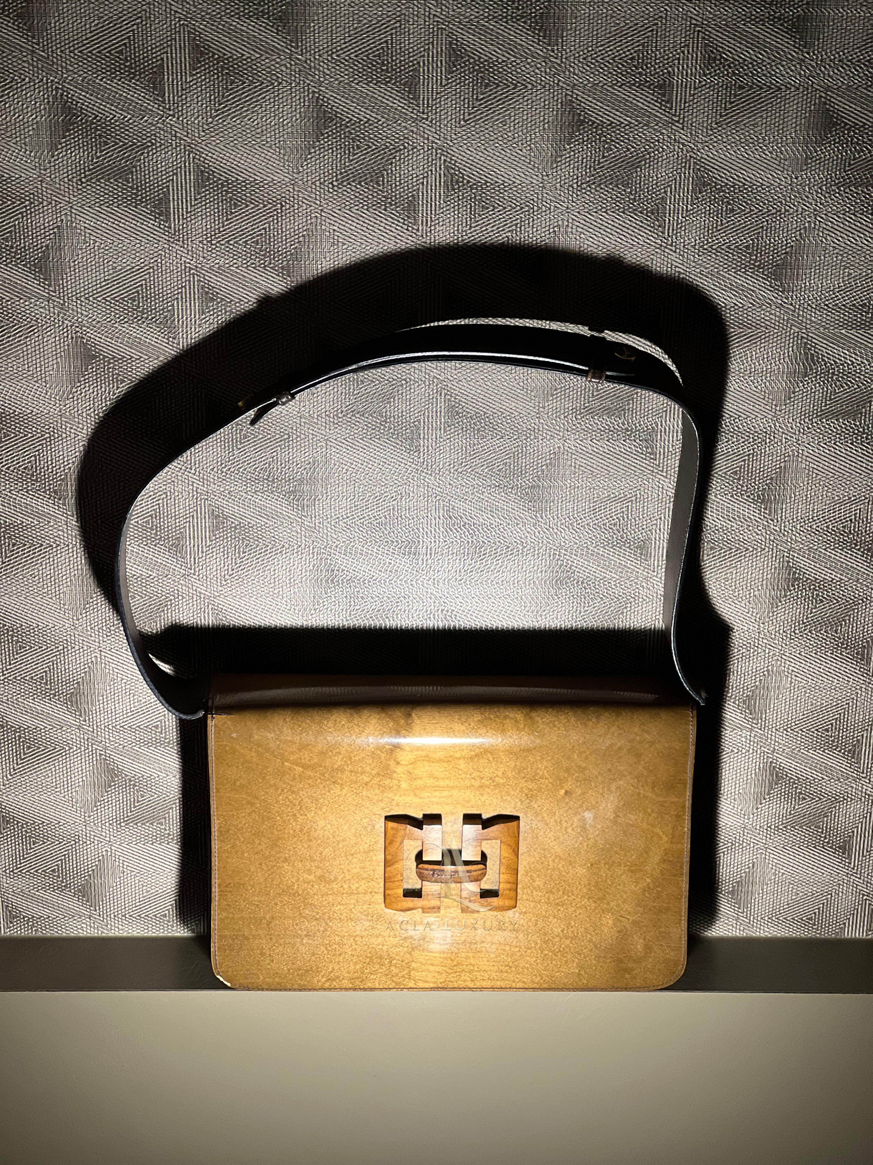 Salvatore Ferragamo Brown Long Shoulder Bag