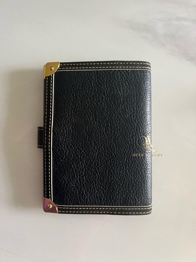 Louis Vuitton Black Suhali Small Ring Agenda Cover