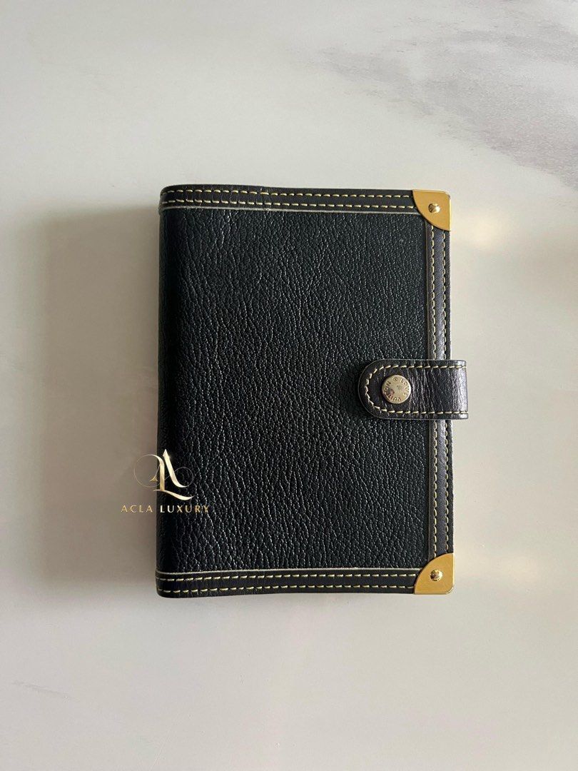 Louis Vuitton Black Suhali Small Ring Agenda Cover