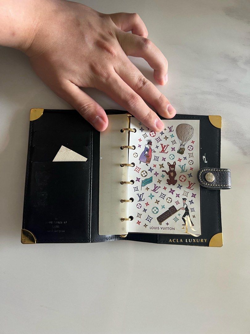 Louis Vuitton Black Suhali Small Ring Agenda Cover