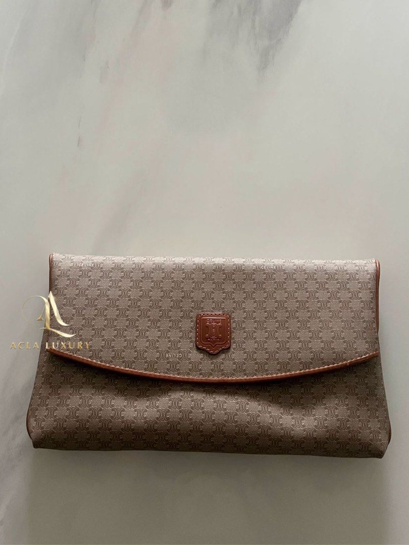 Celine Macadam Clutch Beige Brown