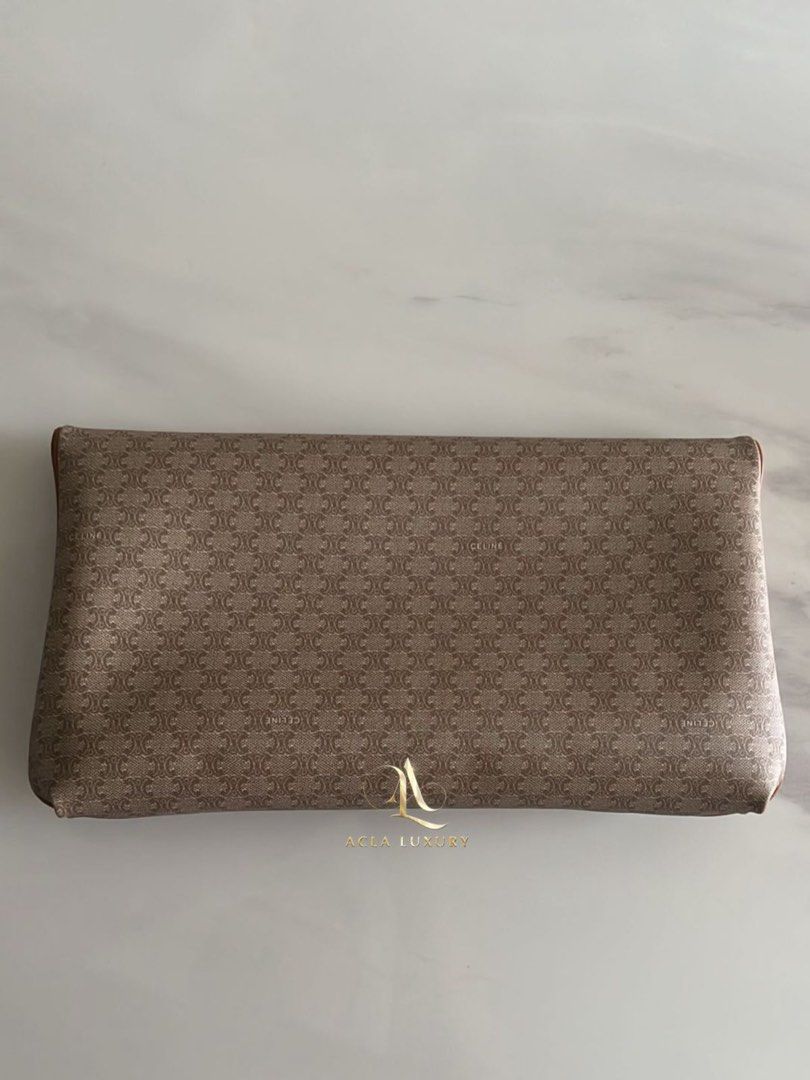 Celine Macadam Clutch Beige Brown