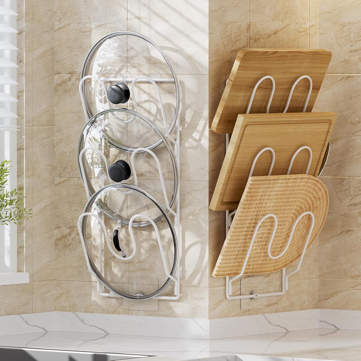 Wall-Mounted Pot Lid Organizer Rack 