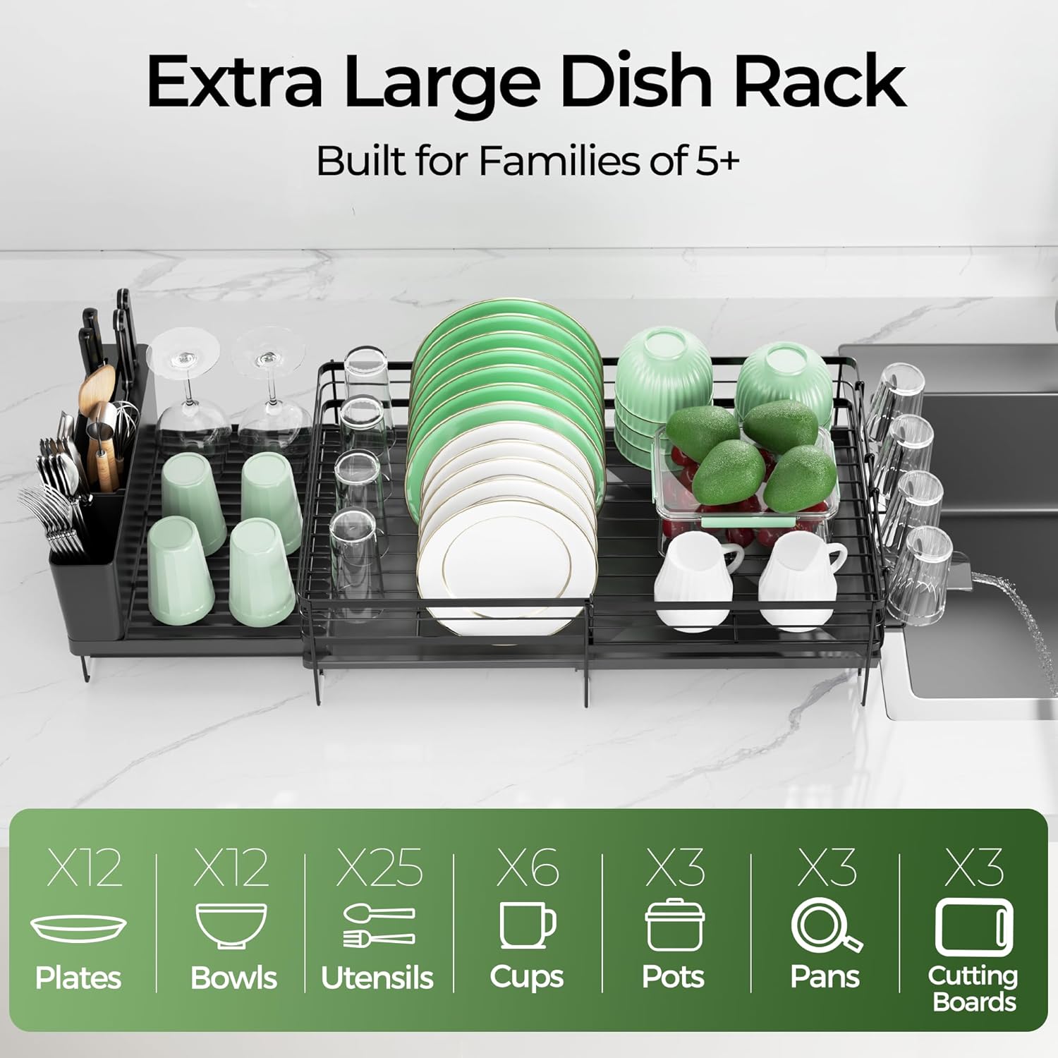 Large Dish Drying Rack ; Expandable Dish Rack