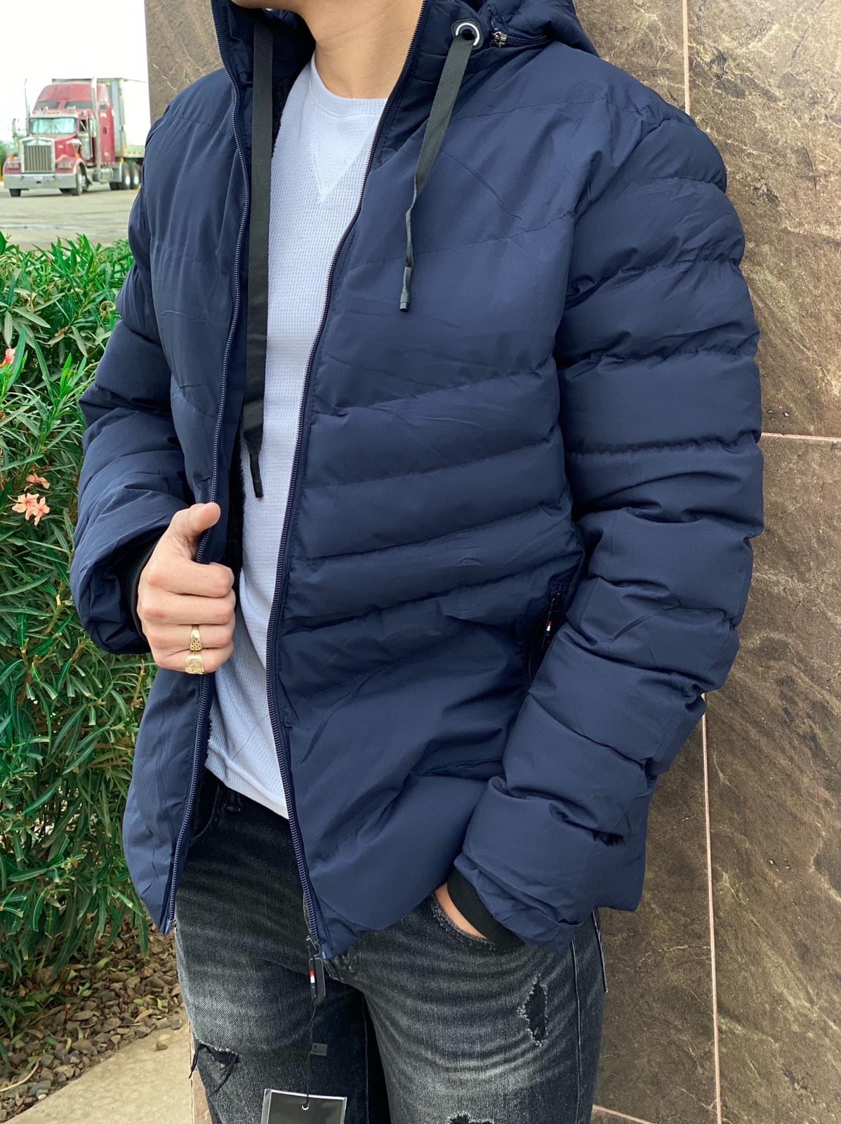 Chaqueta acolchada azul marino