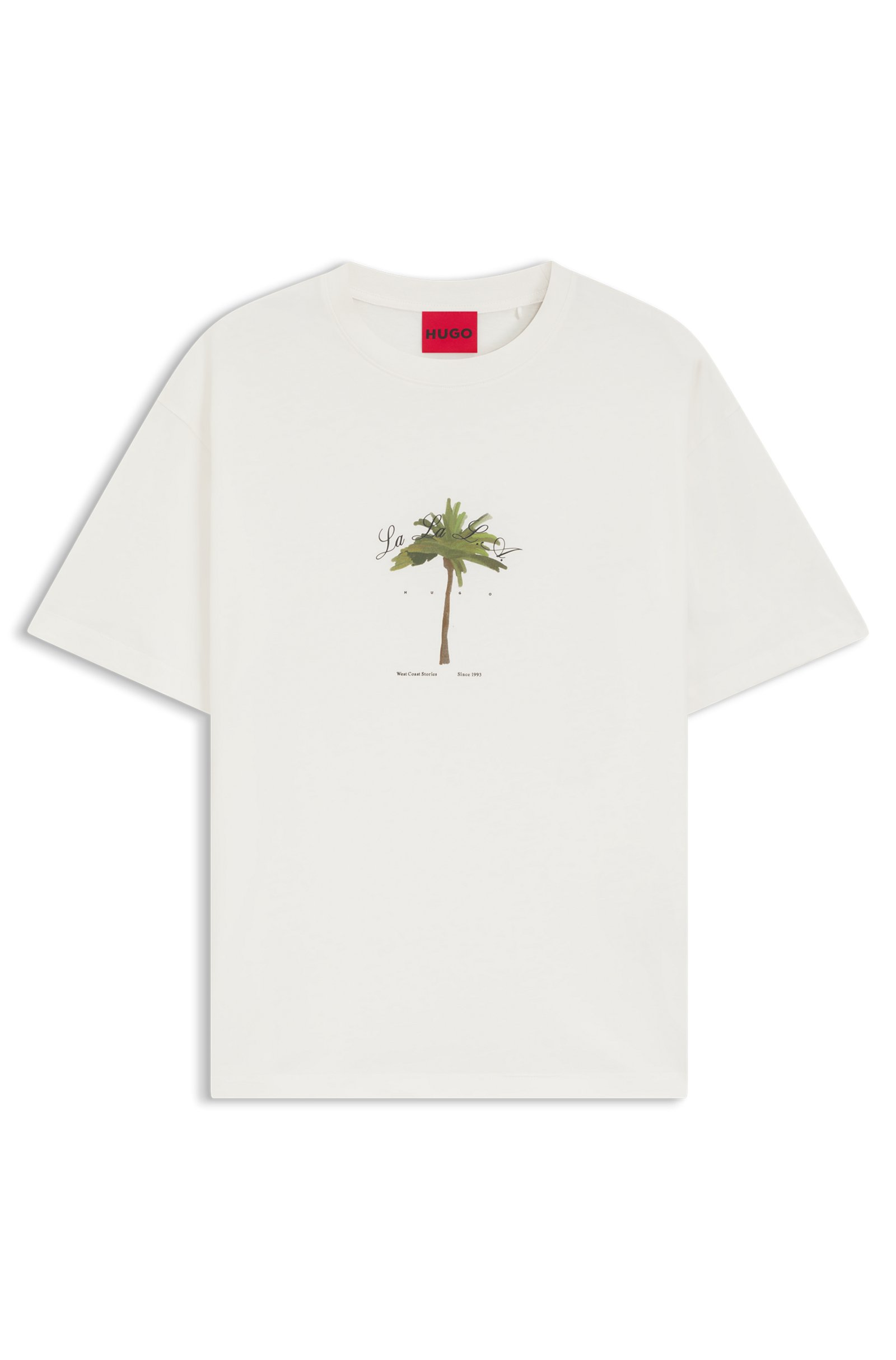 Camiseta blanca con estampado de palmera