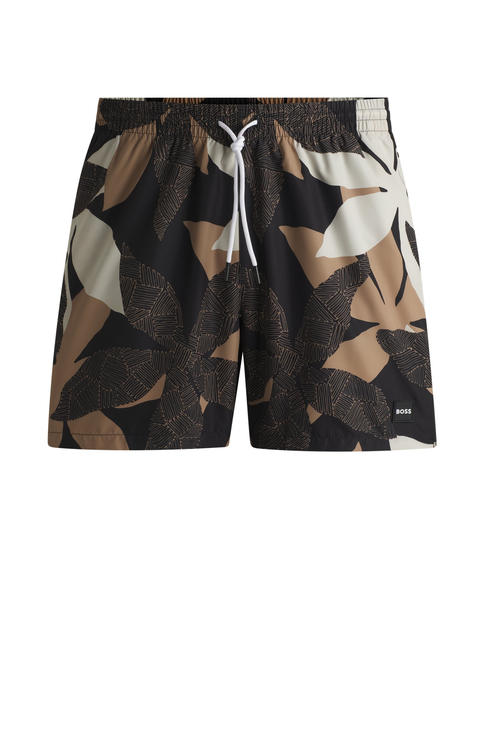 Bermuda de baño con estampado de hojas BOSS