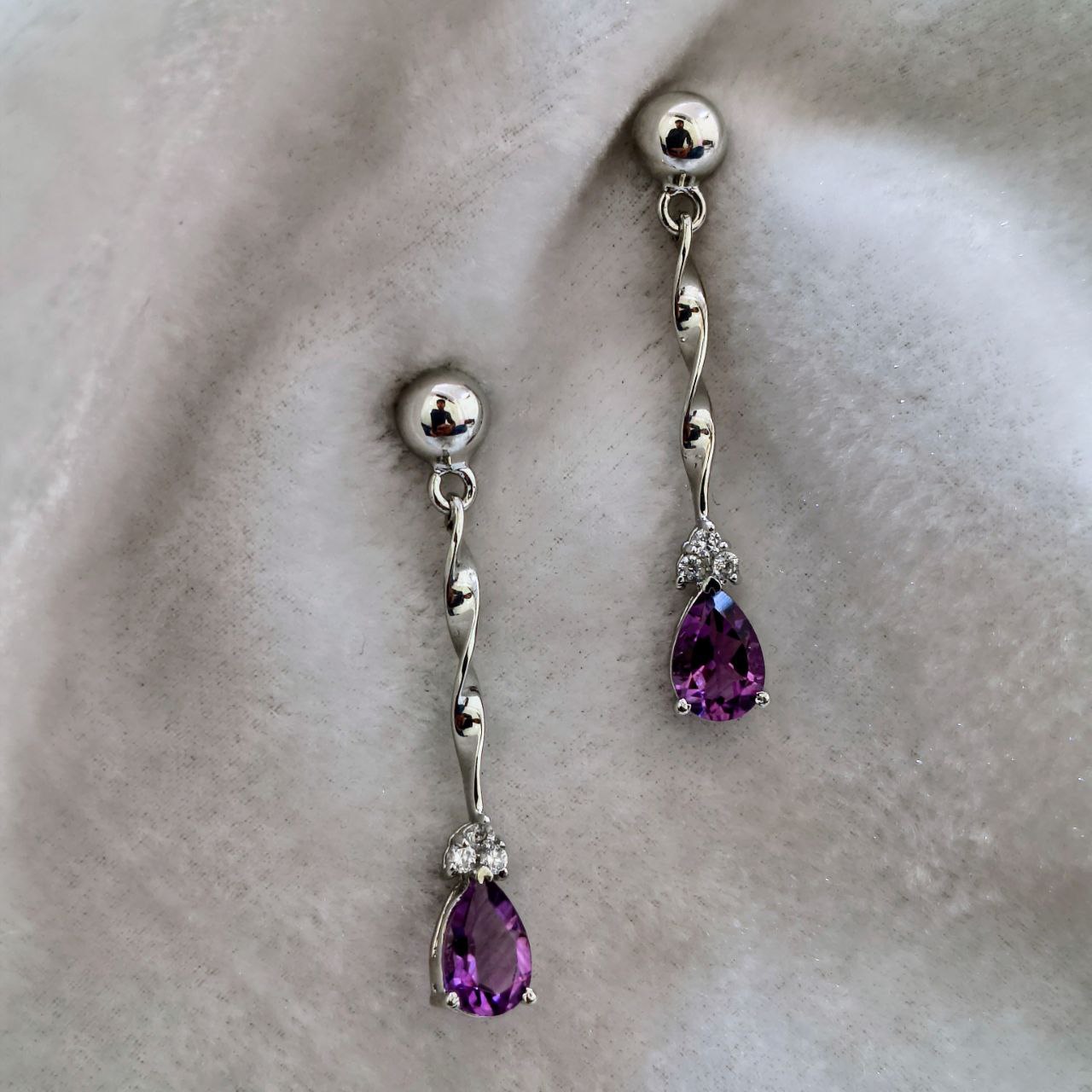 Elegant Silver and Amethyst Drop Earrings