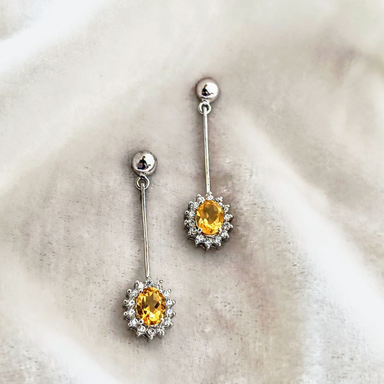 Elegant Silver and Citrine Earrings