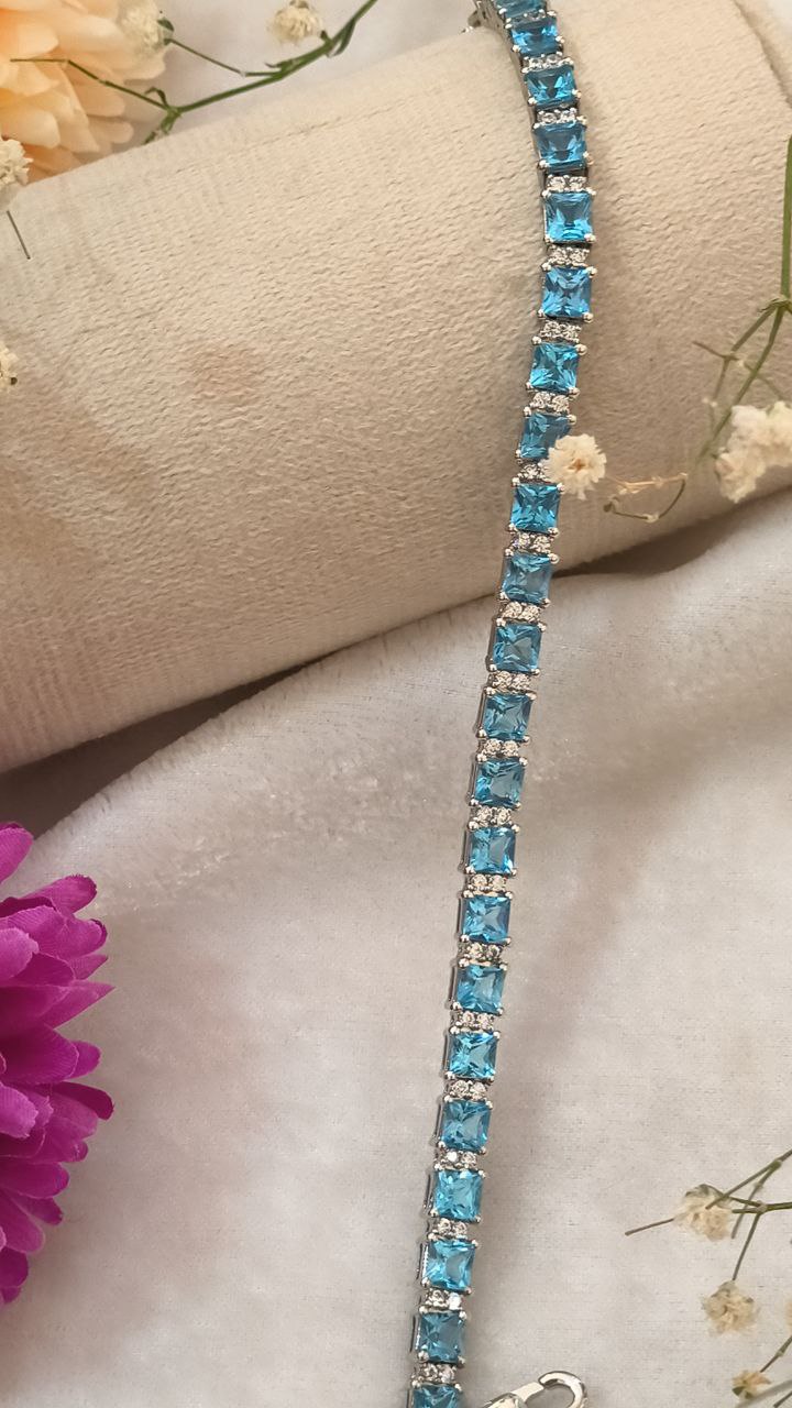 Elegant Blue Topaz Tennis Bracelet