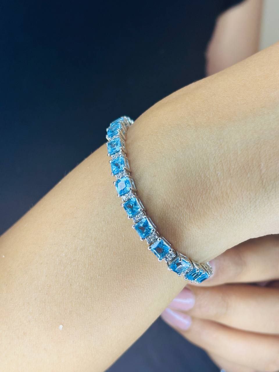 Elegant Blue Topaz Tennis Bracelet