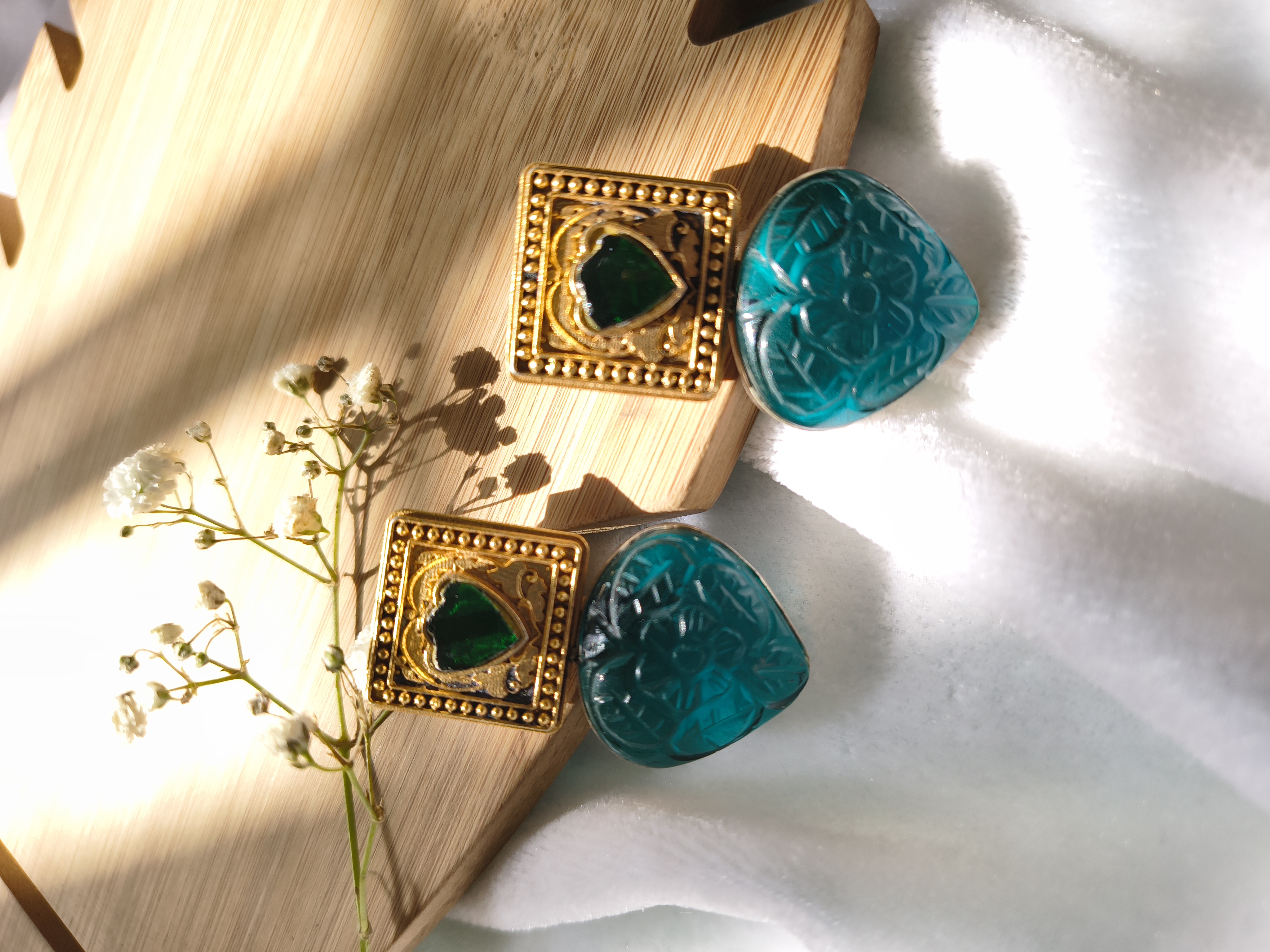 Elegant Gold and Blue Earrings