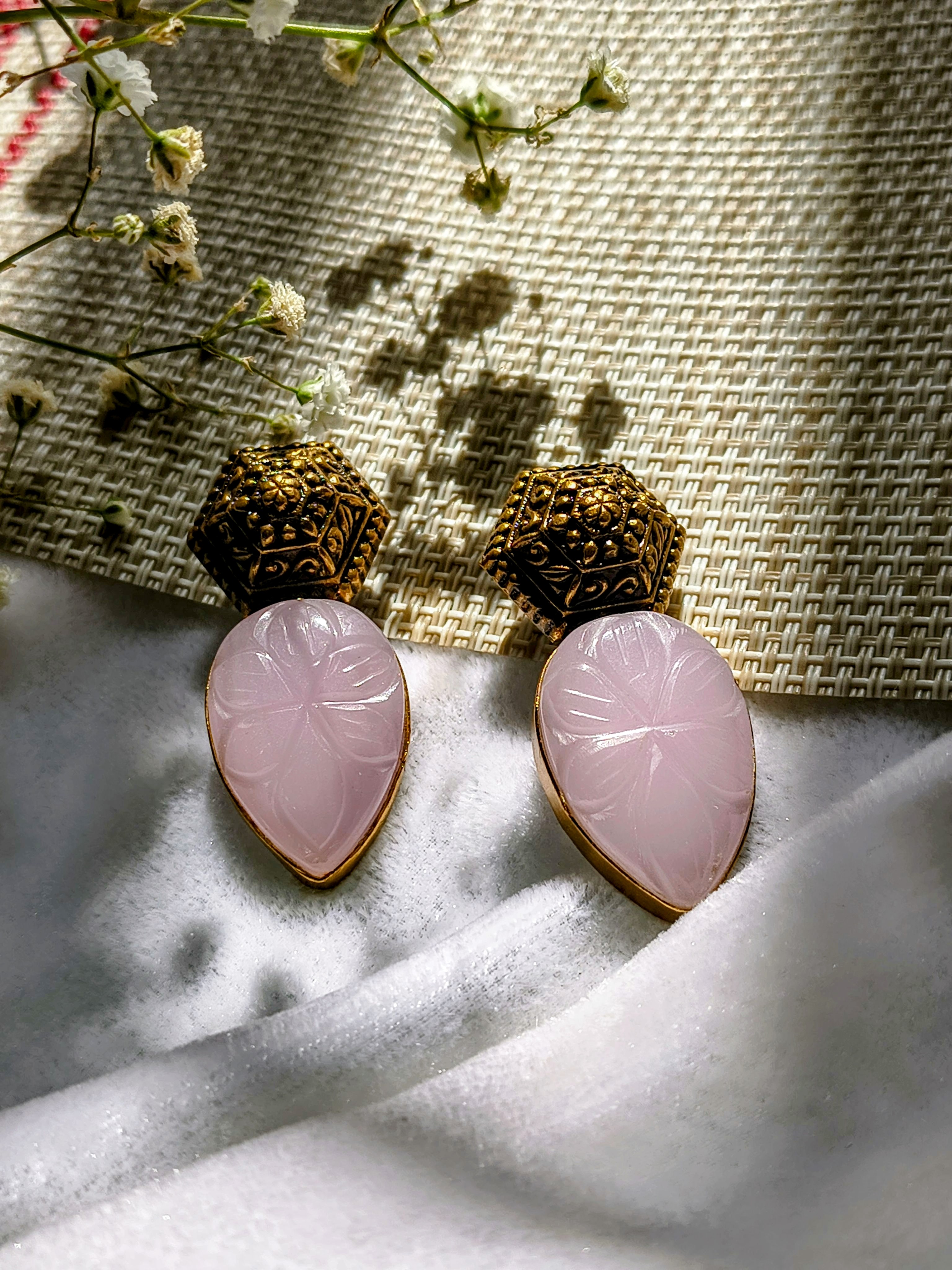 Vintage Rose Quartz Earrings