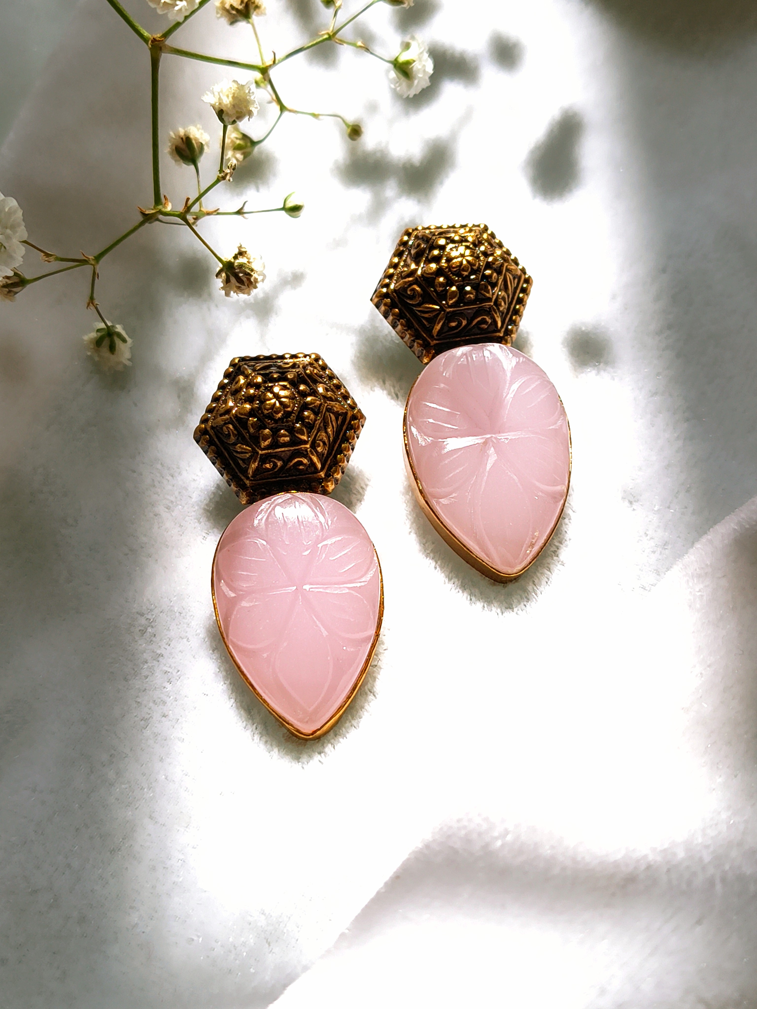 Vintage Rose Quartz Earrings