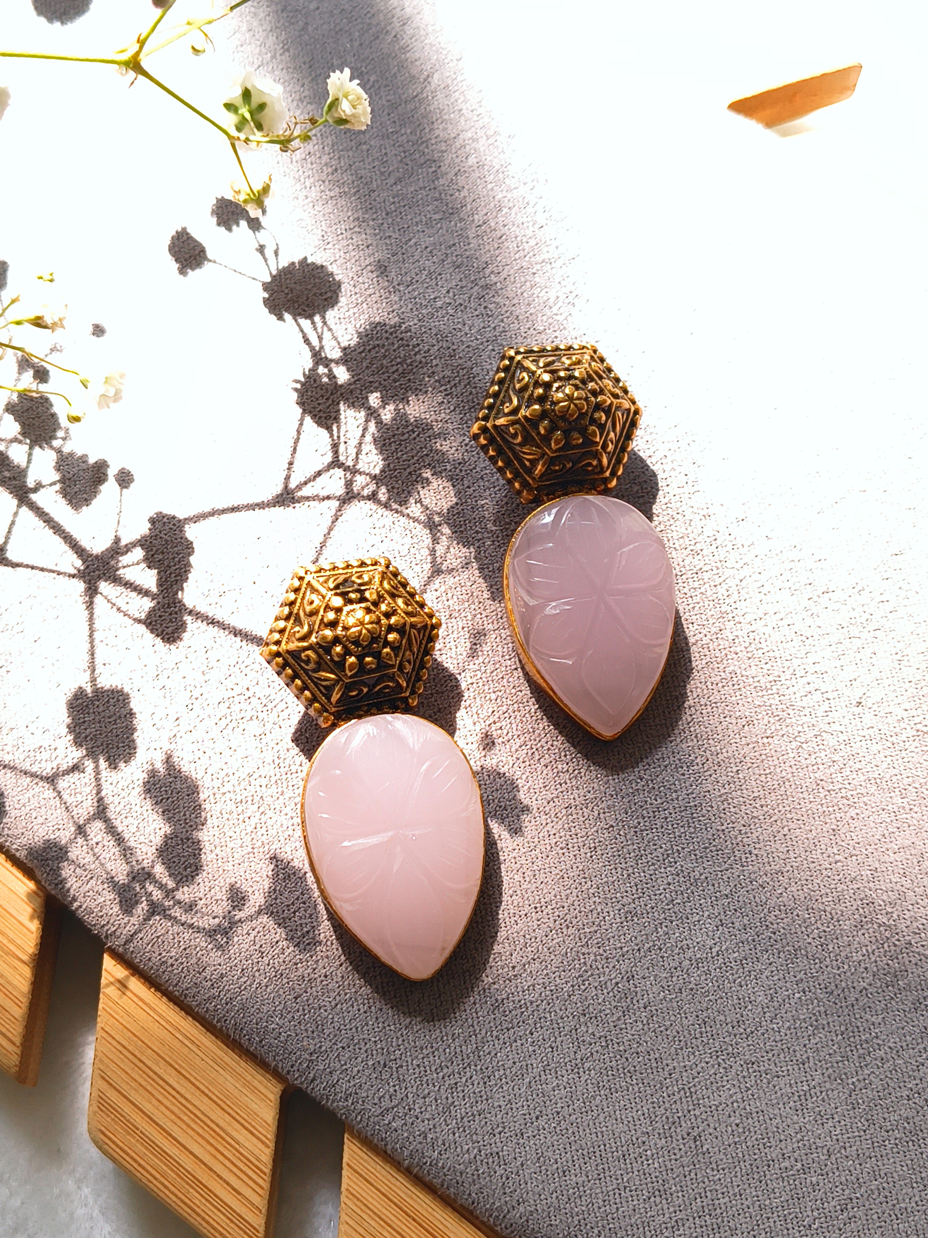 Vintage Rose Quartz Earrings