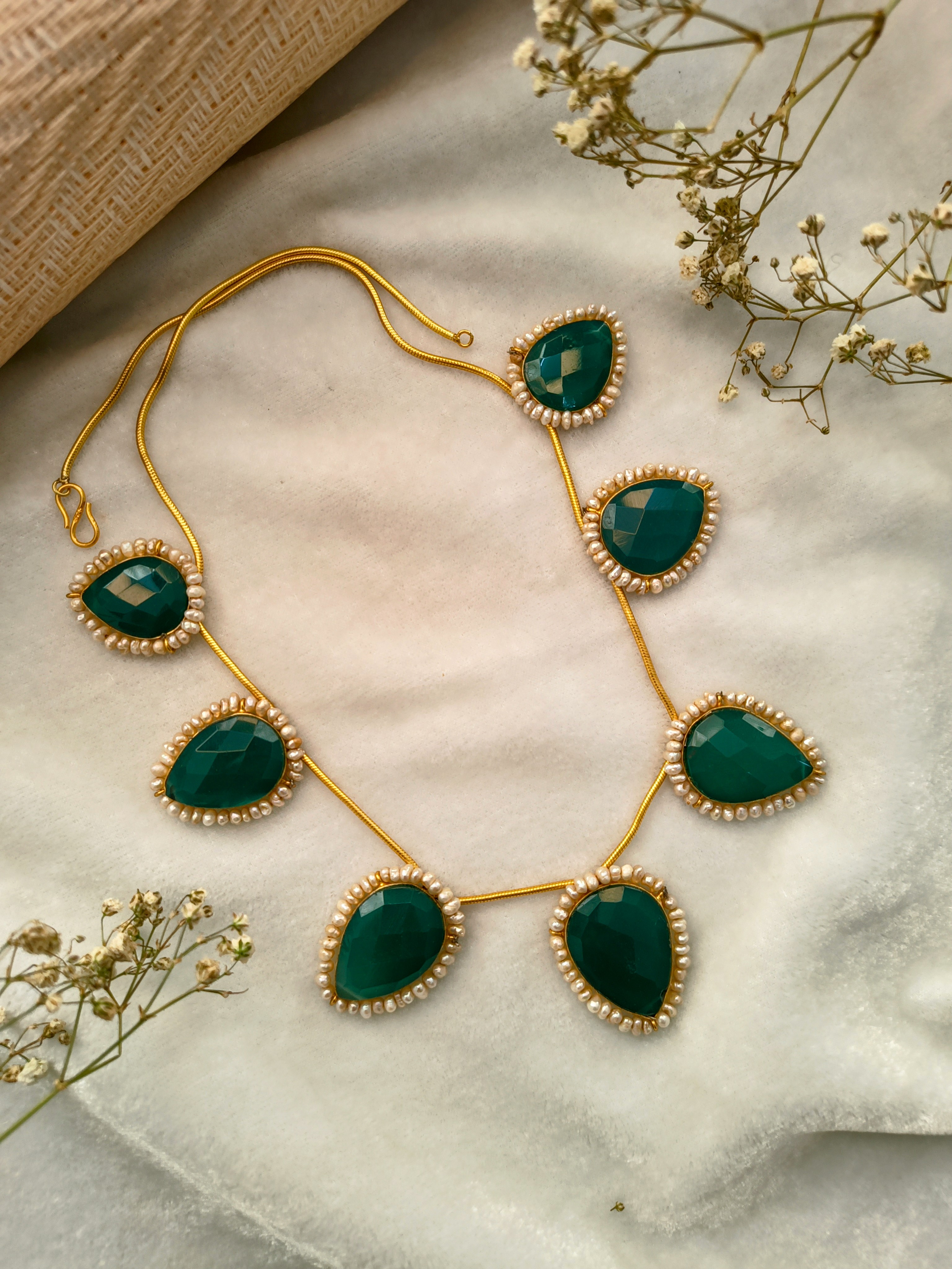 Glass Filled Emerald Necklace