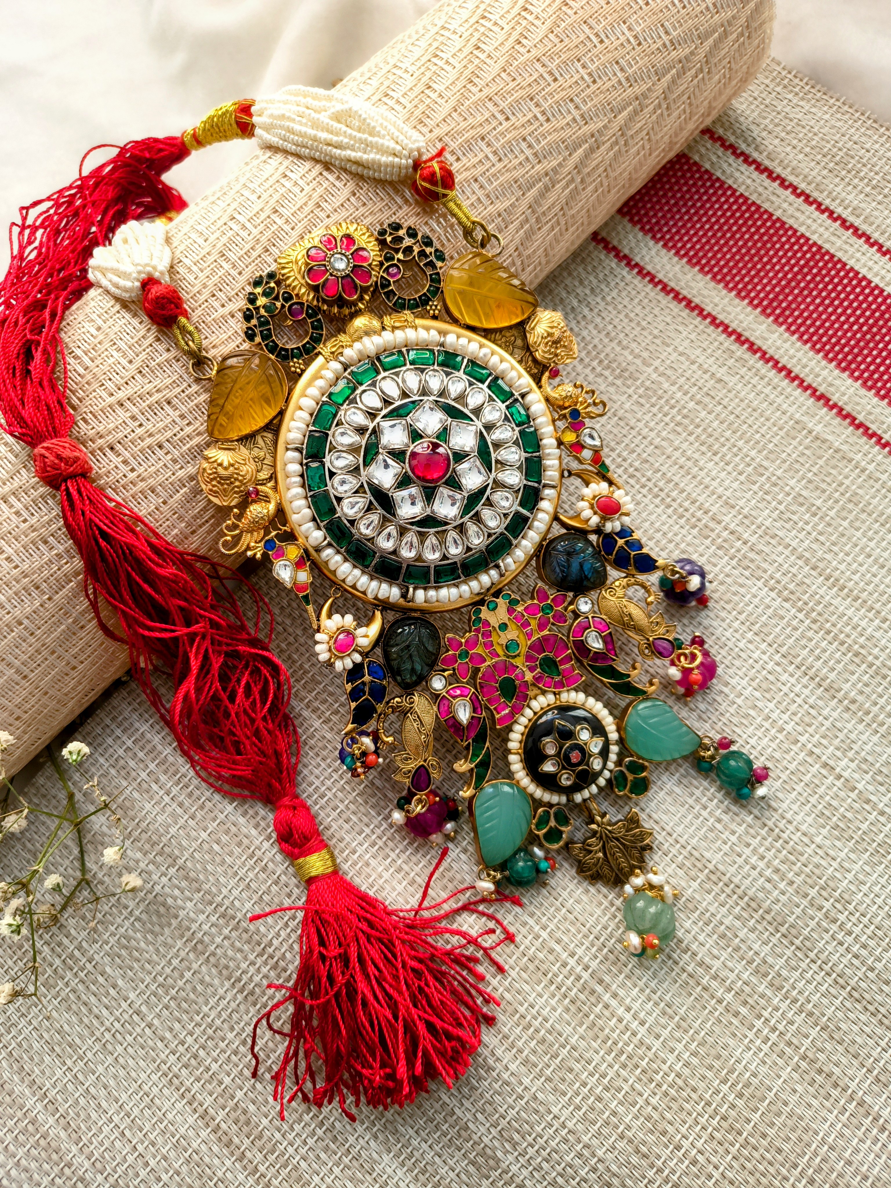 Fusion Pendant with Kundan Work