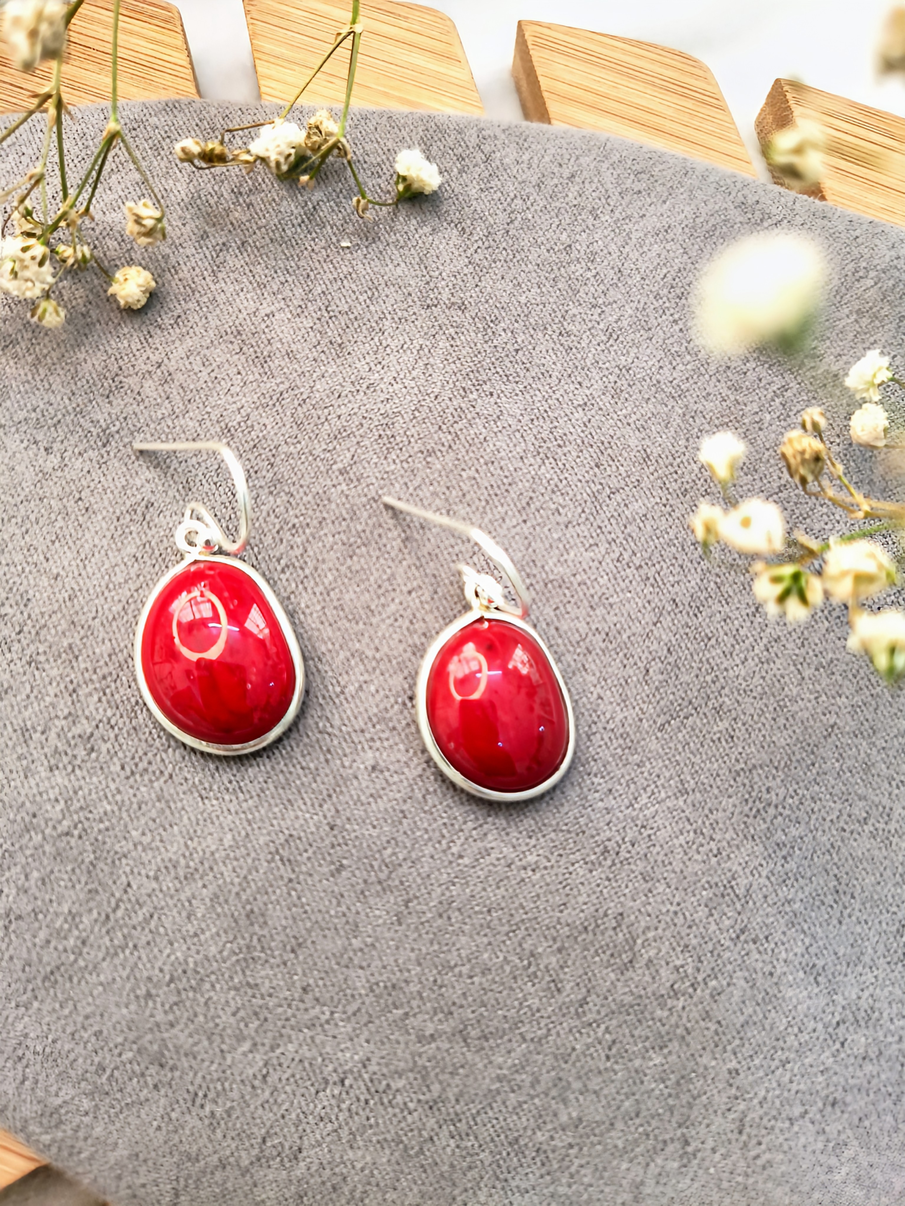 Red Coral Earrings